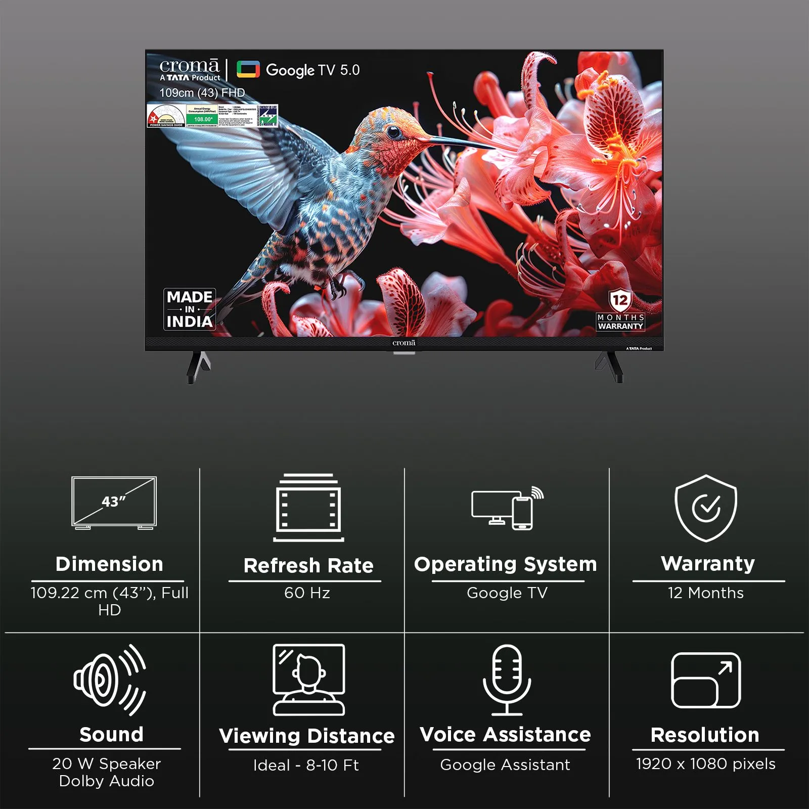 TATA Croma 43" Google FHD LED TV