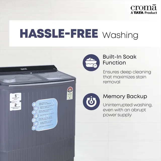 TATA Croma 10 KG Semi Automatic Washing Machine