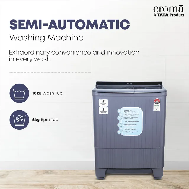 TATA Croma 10 KG Semi Automatic Washing Machine