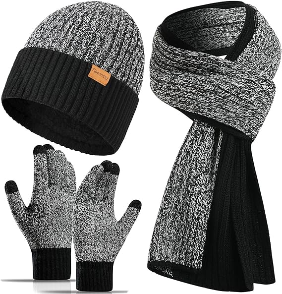 Winter Knit Hat, Scarf, and Gloves Set