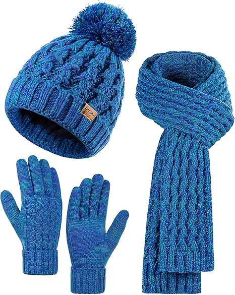 Winter Knitted Hat, Scarf, and Gloves Set