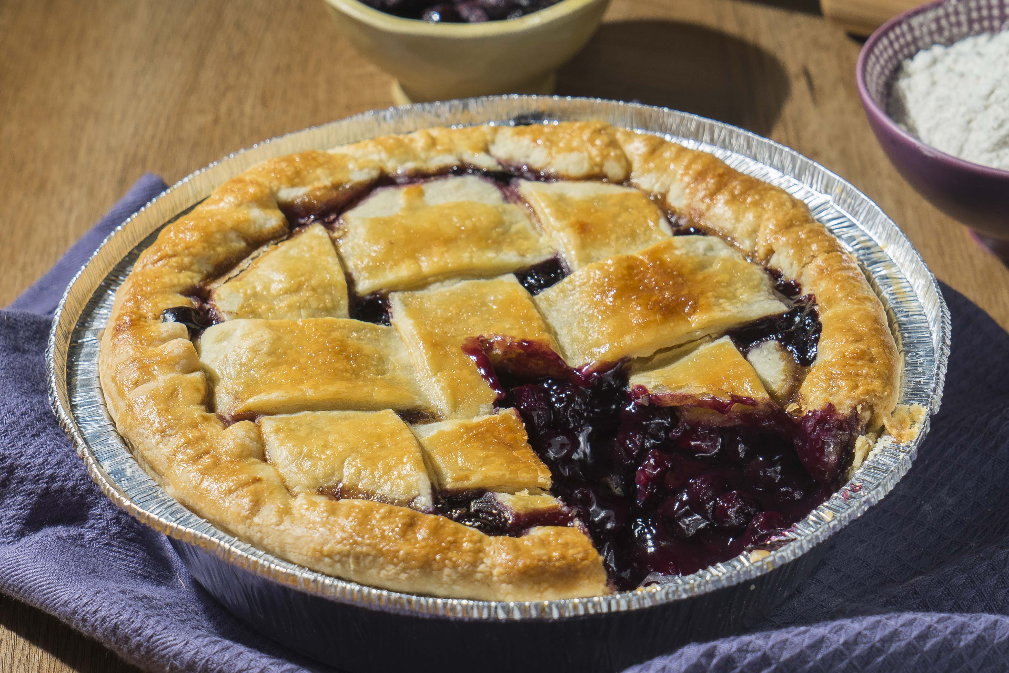 Homemade American Deep Dish Blueberry Pie