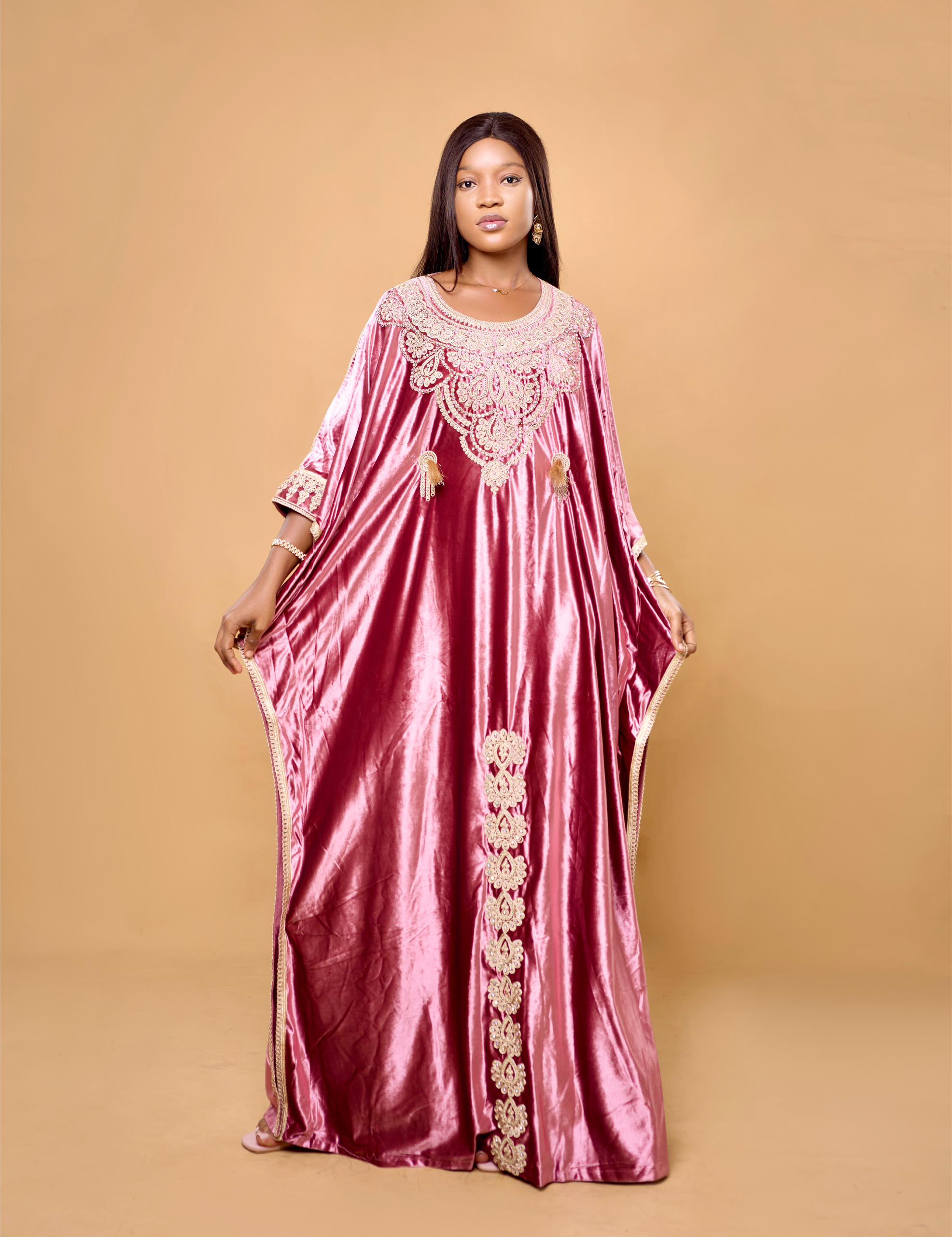 Robe marocaine rose satin