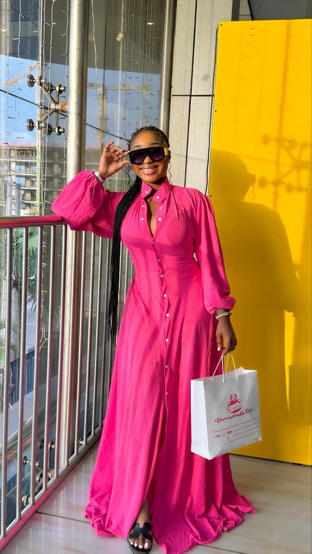 Robe longue rose élégante