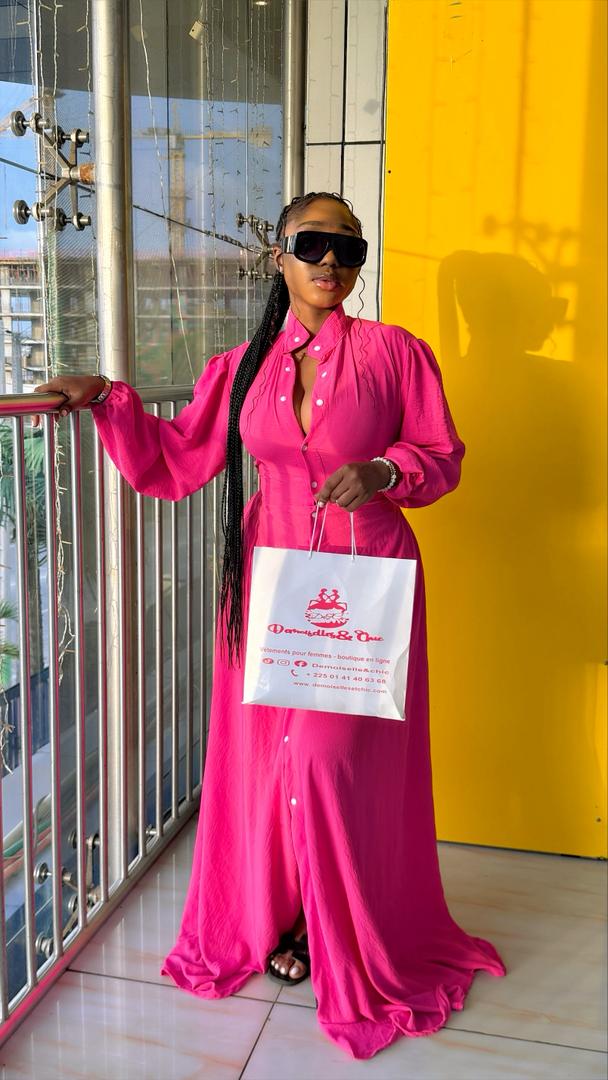 Robe longue rose élégante