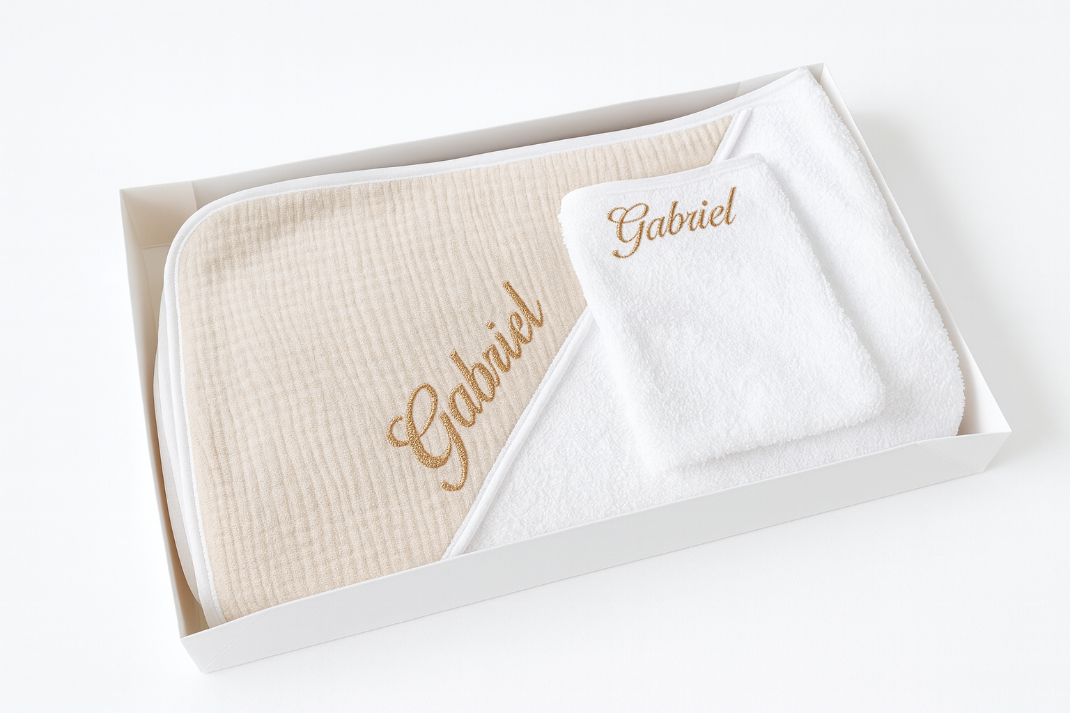 Cape de bain en gaze de coton flocage