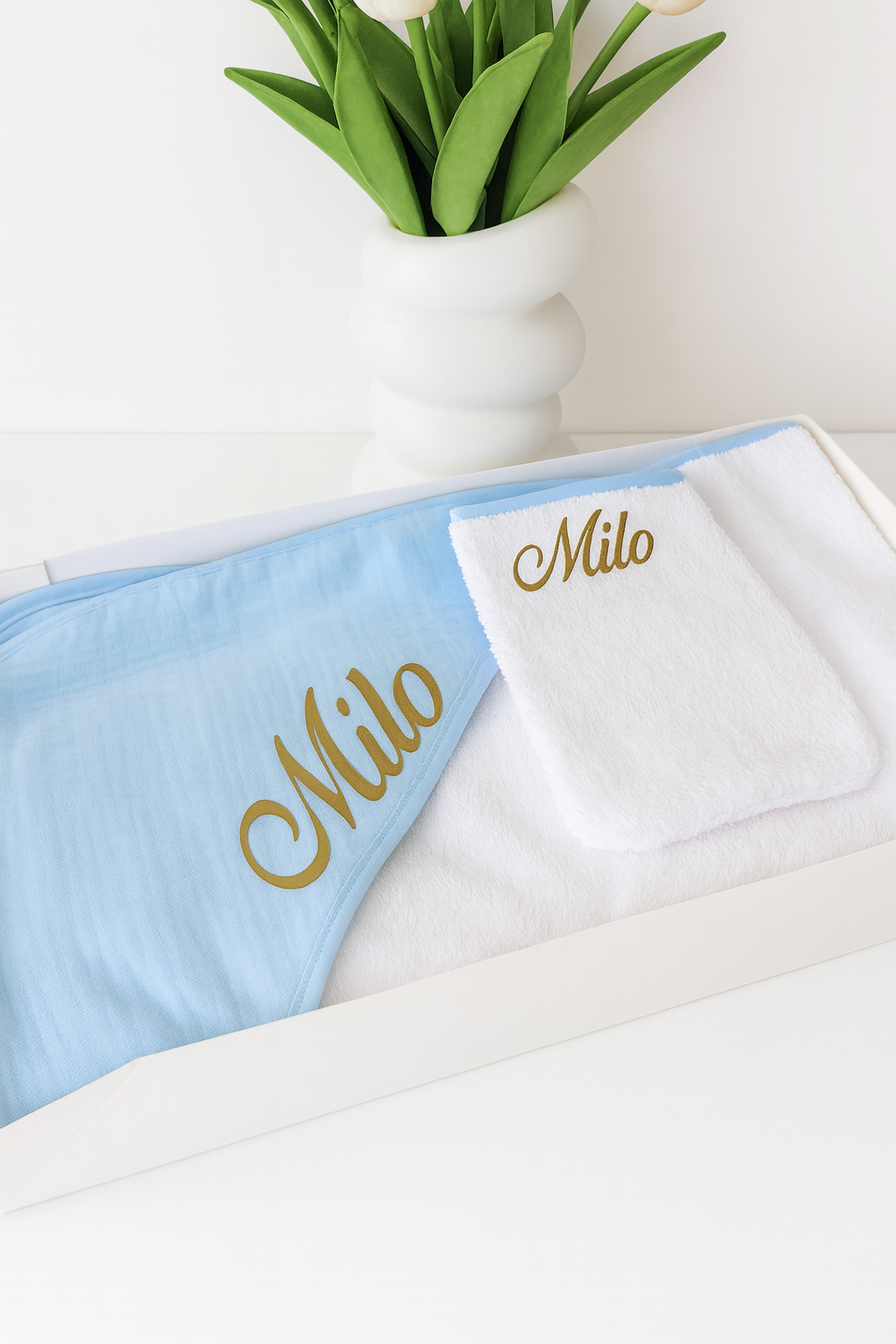 Cape de bain en gaze de coton flocage