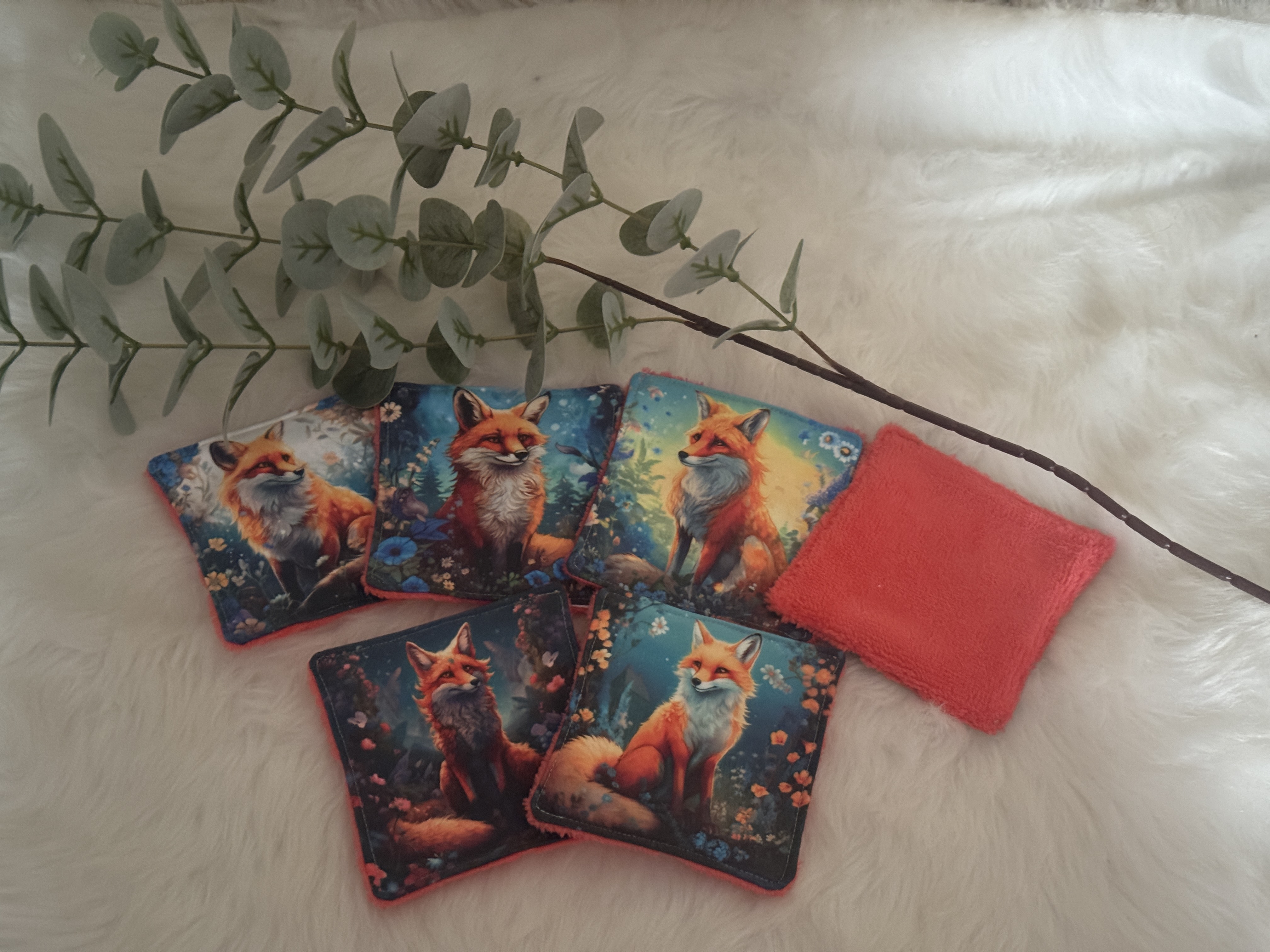 LINGETTES LAVABLES DEMAQUILLANTES FAIT MAIN THEME RENARD