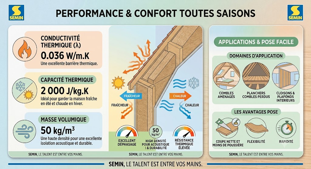 Isolant en fibres de bois SEMIN FLEX PLUS PANNEAU 1220x600