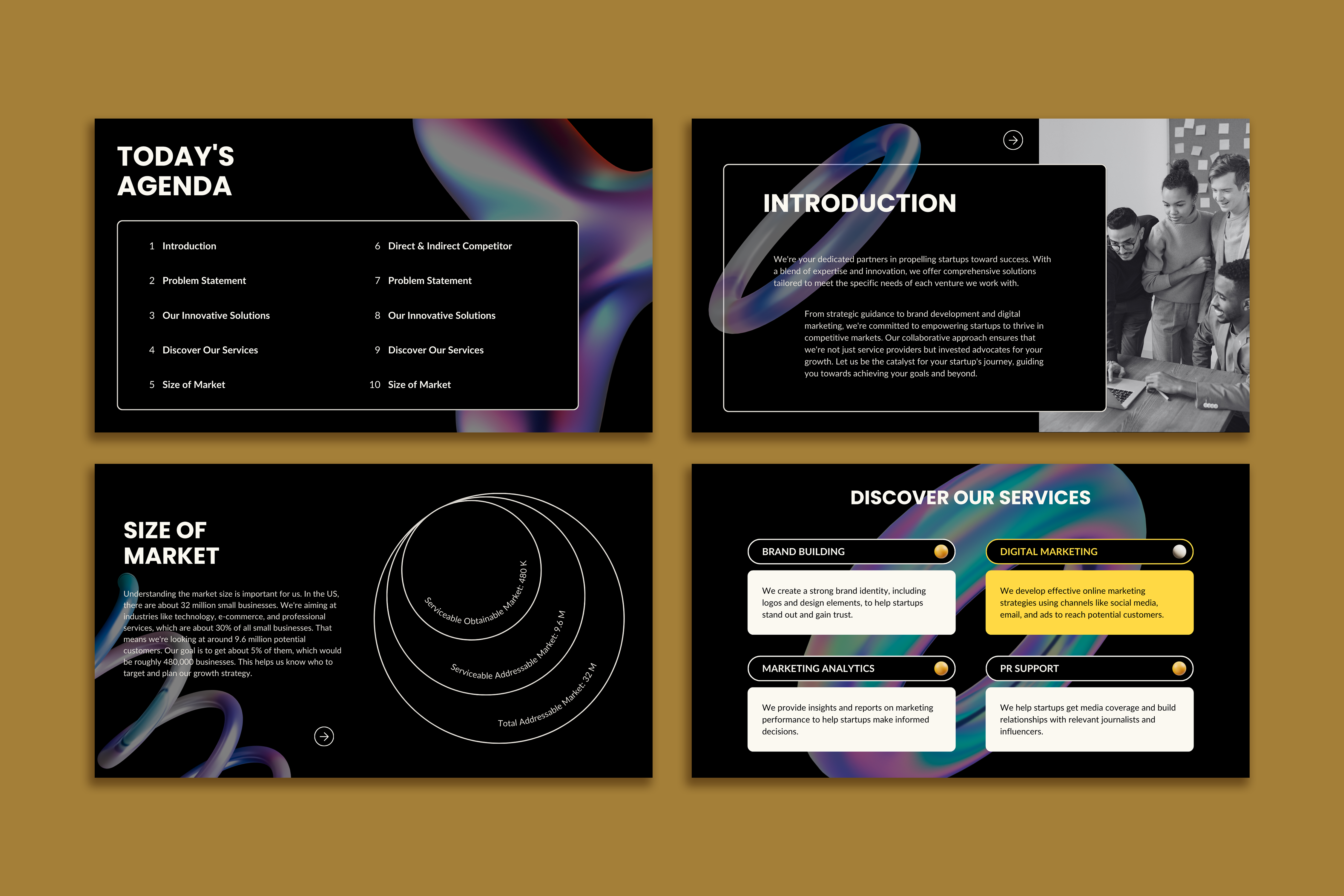 Modern Dark Holographic Pitch Deck