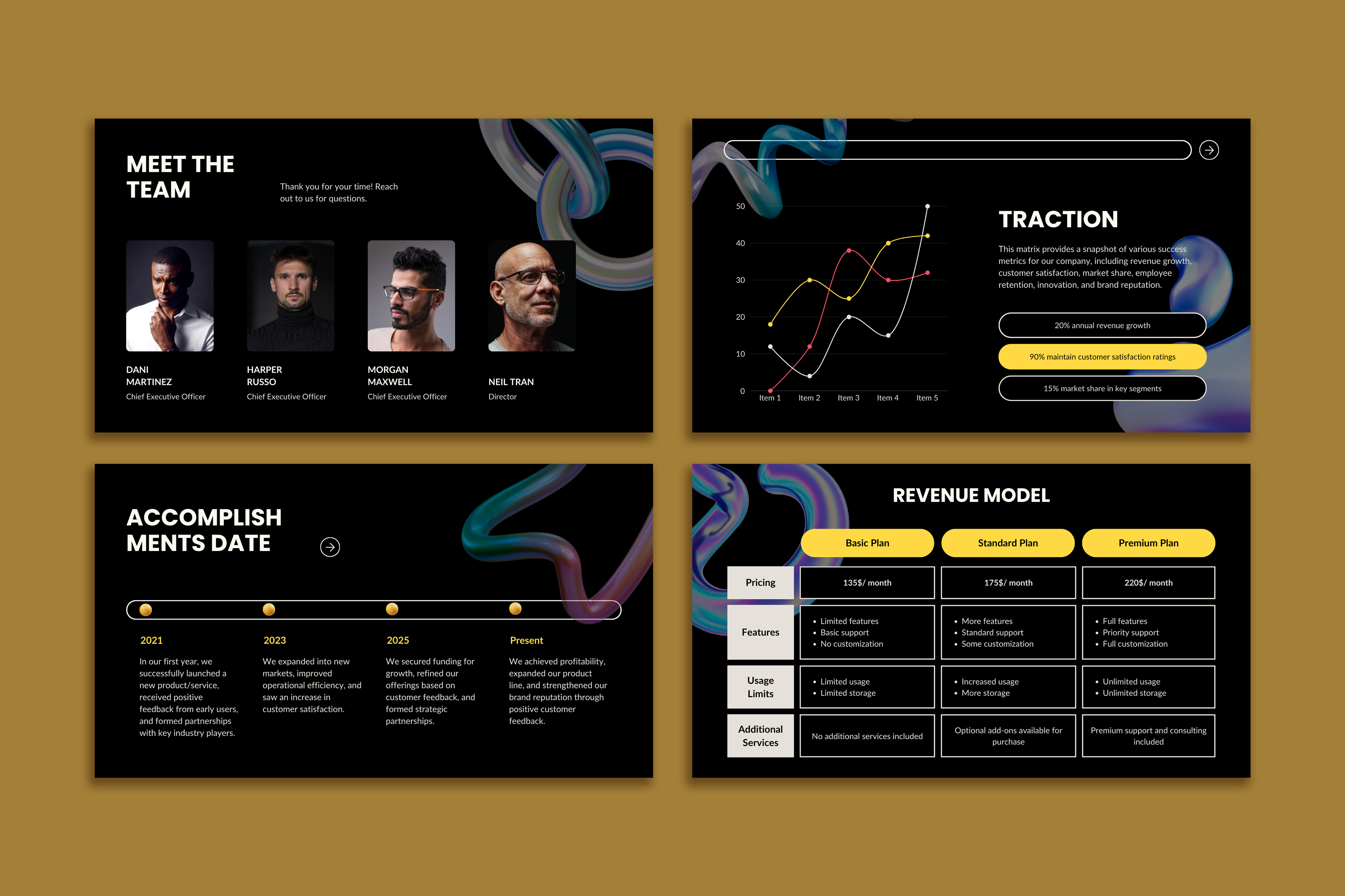 Modern Dark Holographic Pitch Deck