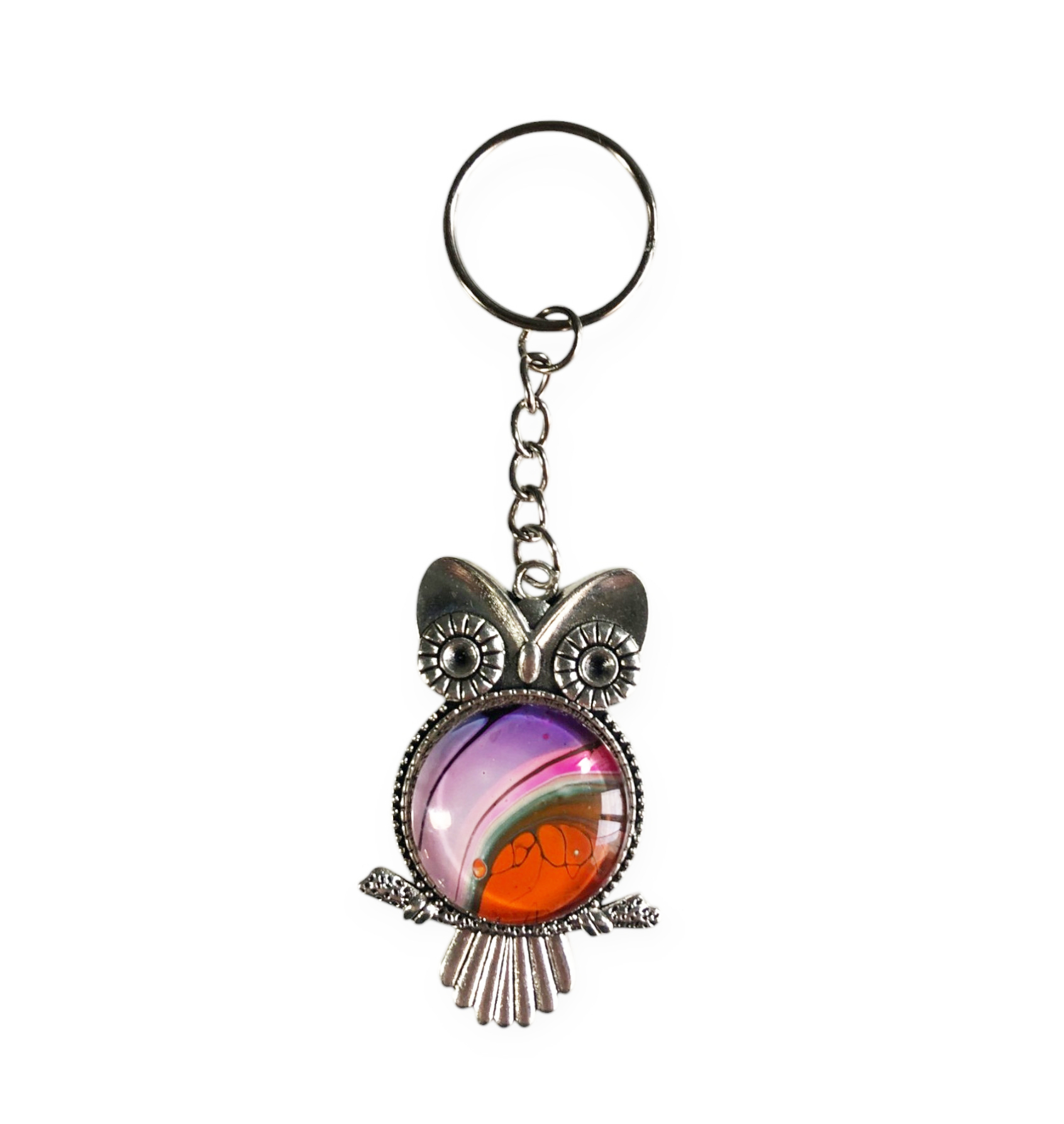 Glass Owl Keyring – Pluto Sunrise