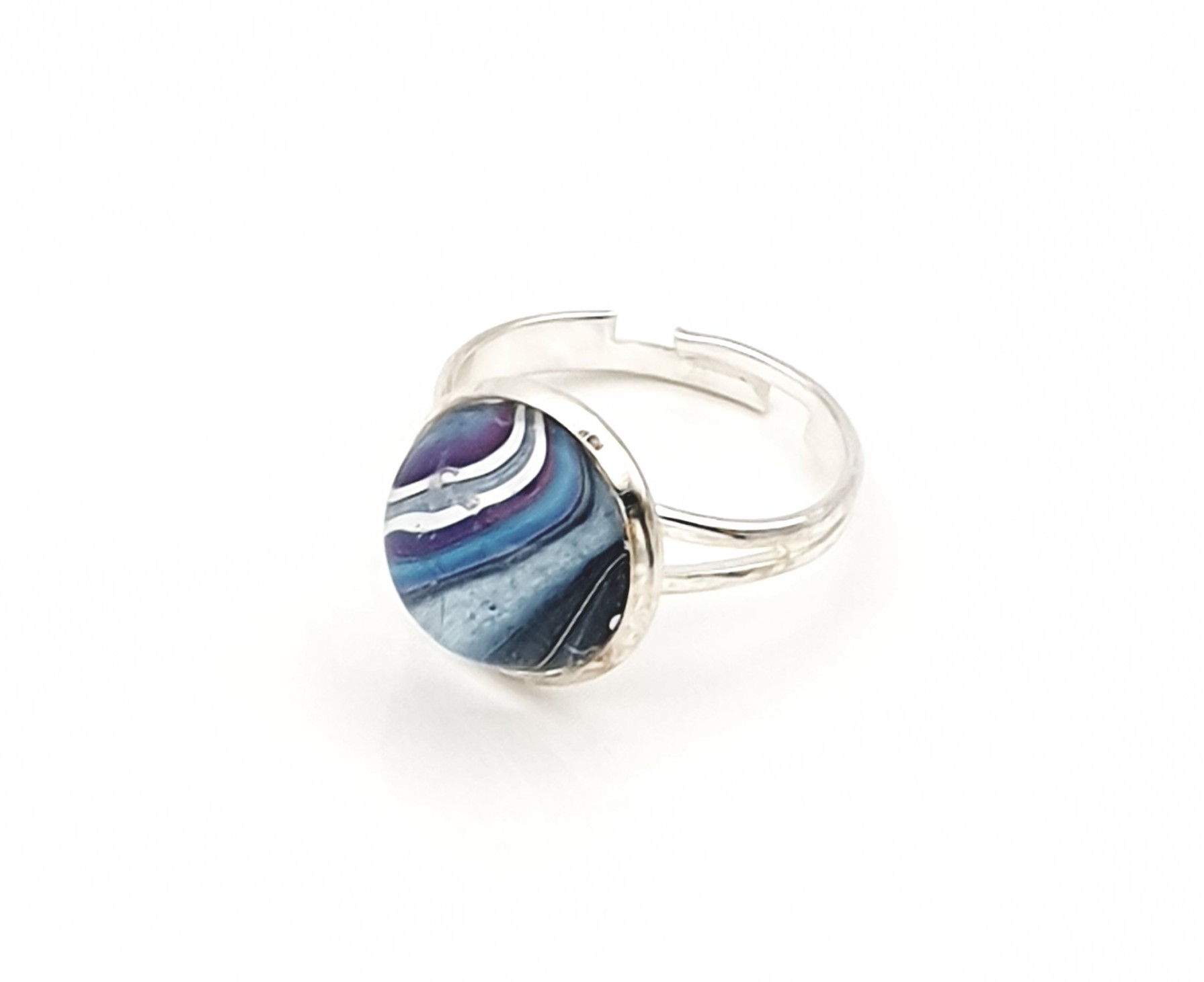 Glass Adjustable Ring – Violet Storm