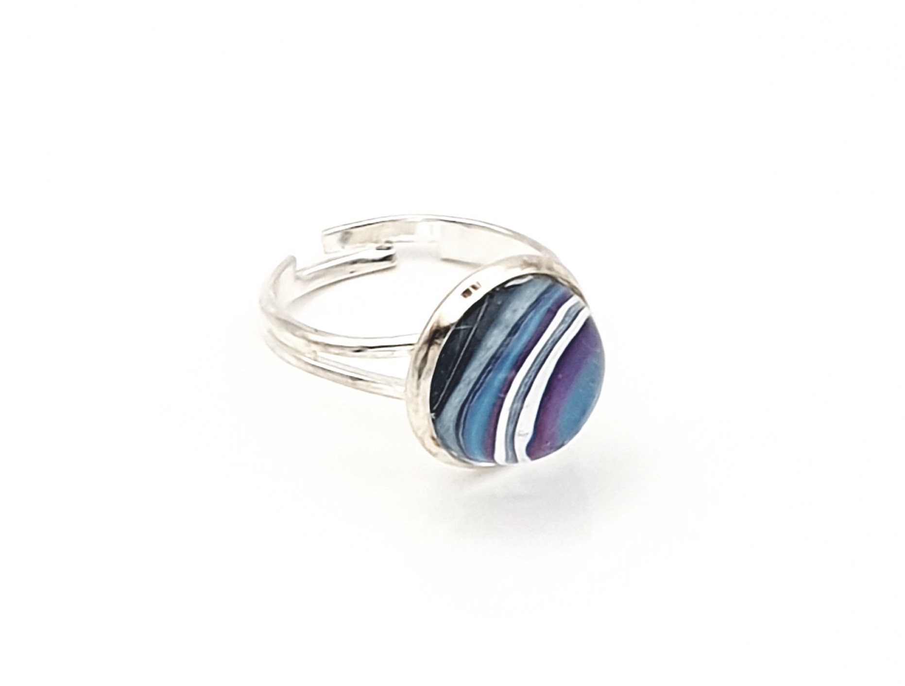 Glass Adjustable Ring – Violet Storm