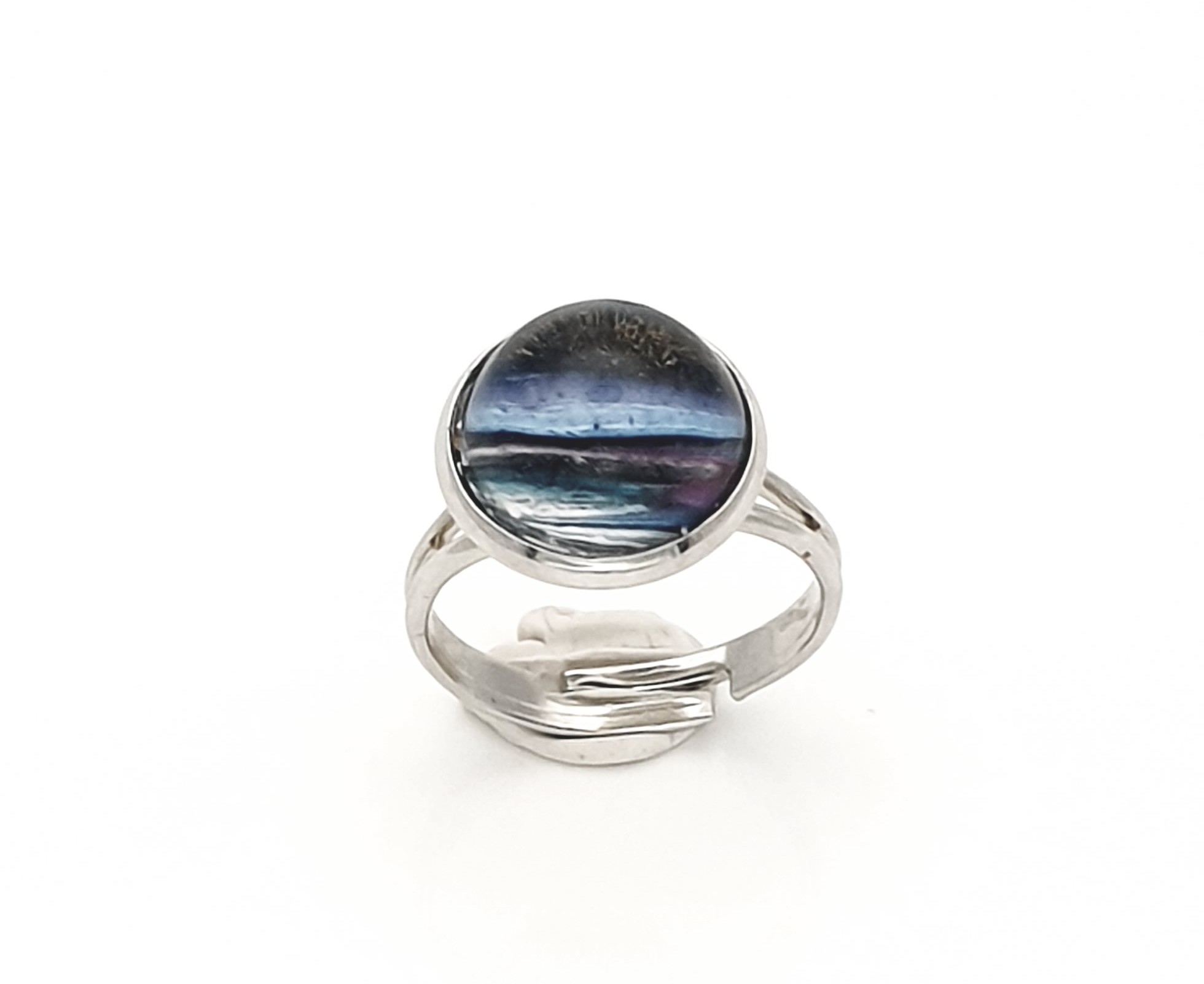 Glass Adjustable Ring – Stormy Island 