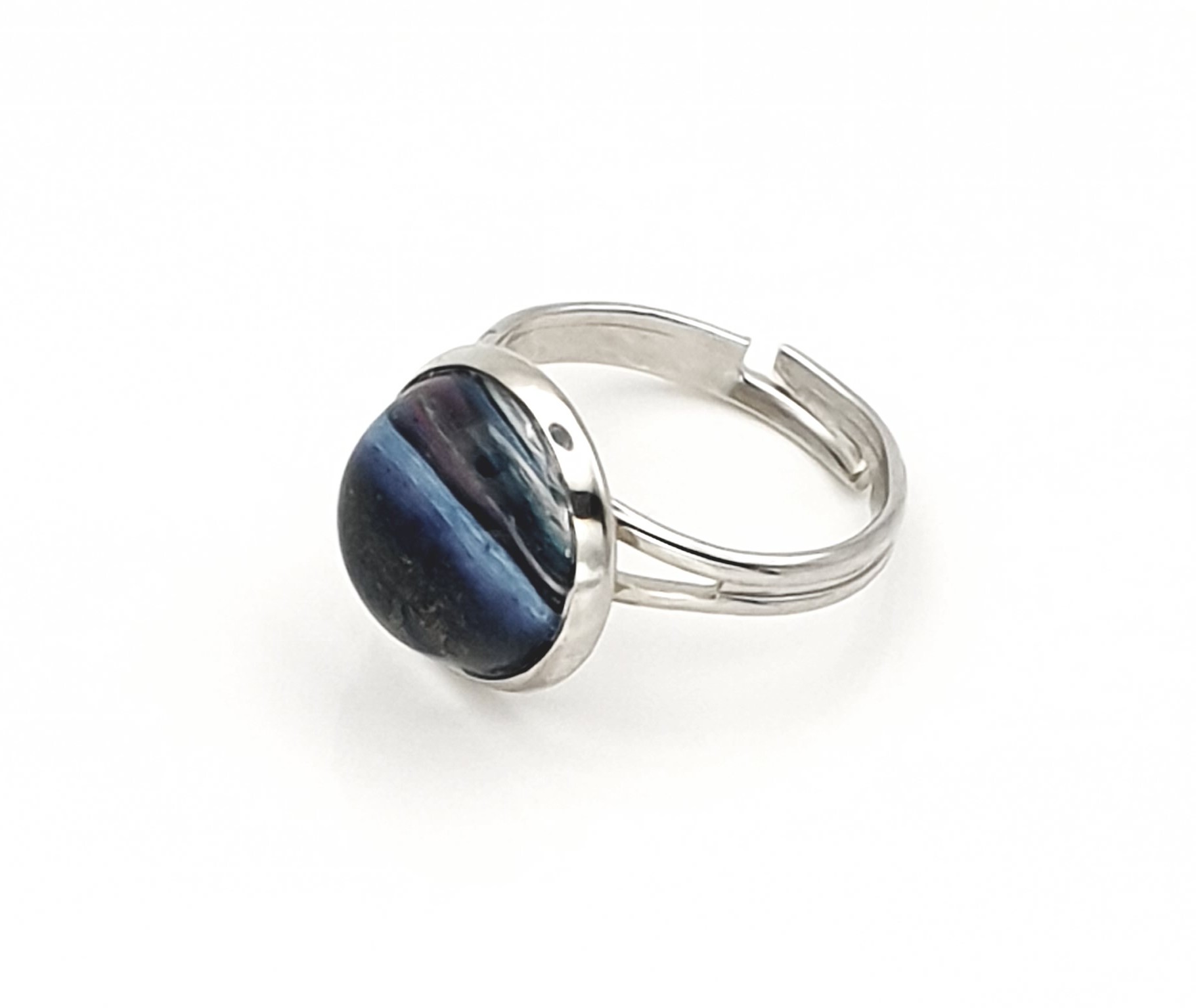 Glass Adjustable Ring – Stormy Island 