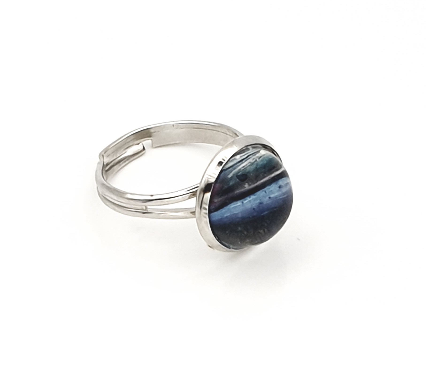 Glass Adjustable Ring – Stormy Island 