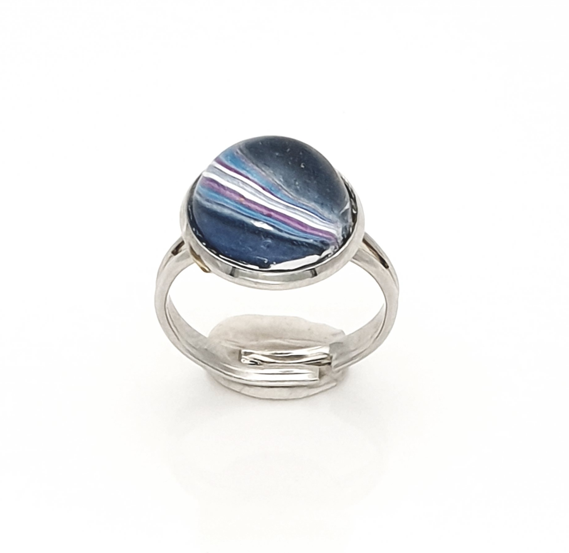 Glass Adjustable Ring – Contrail Sky 