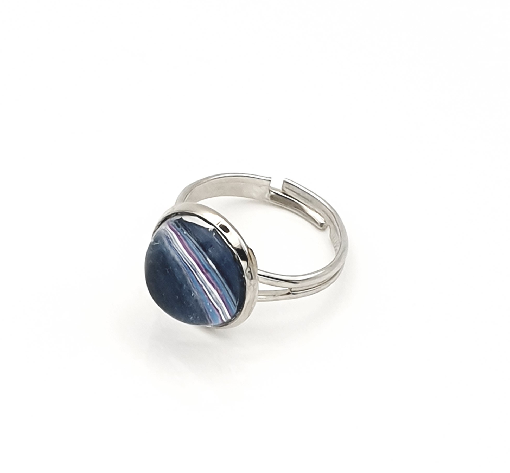 Glass Adjustable Ring – Contrail Sky 