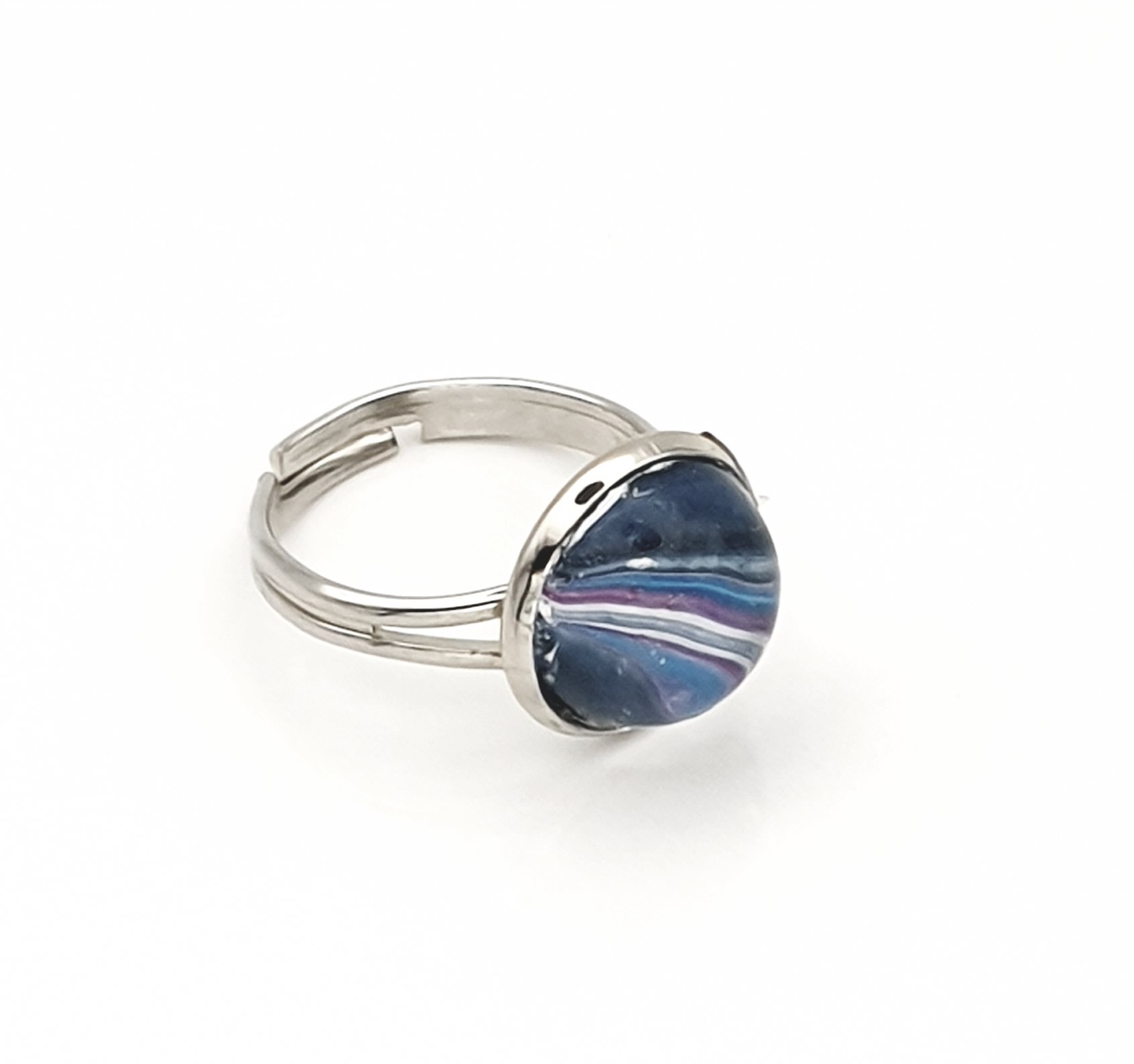 Glass Adjustable Ring – Contrail Sky 