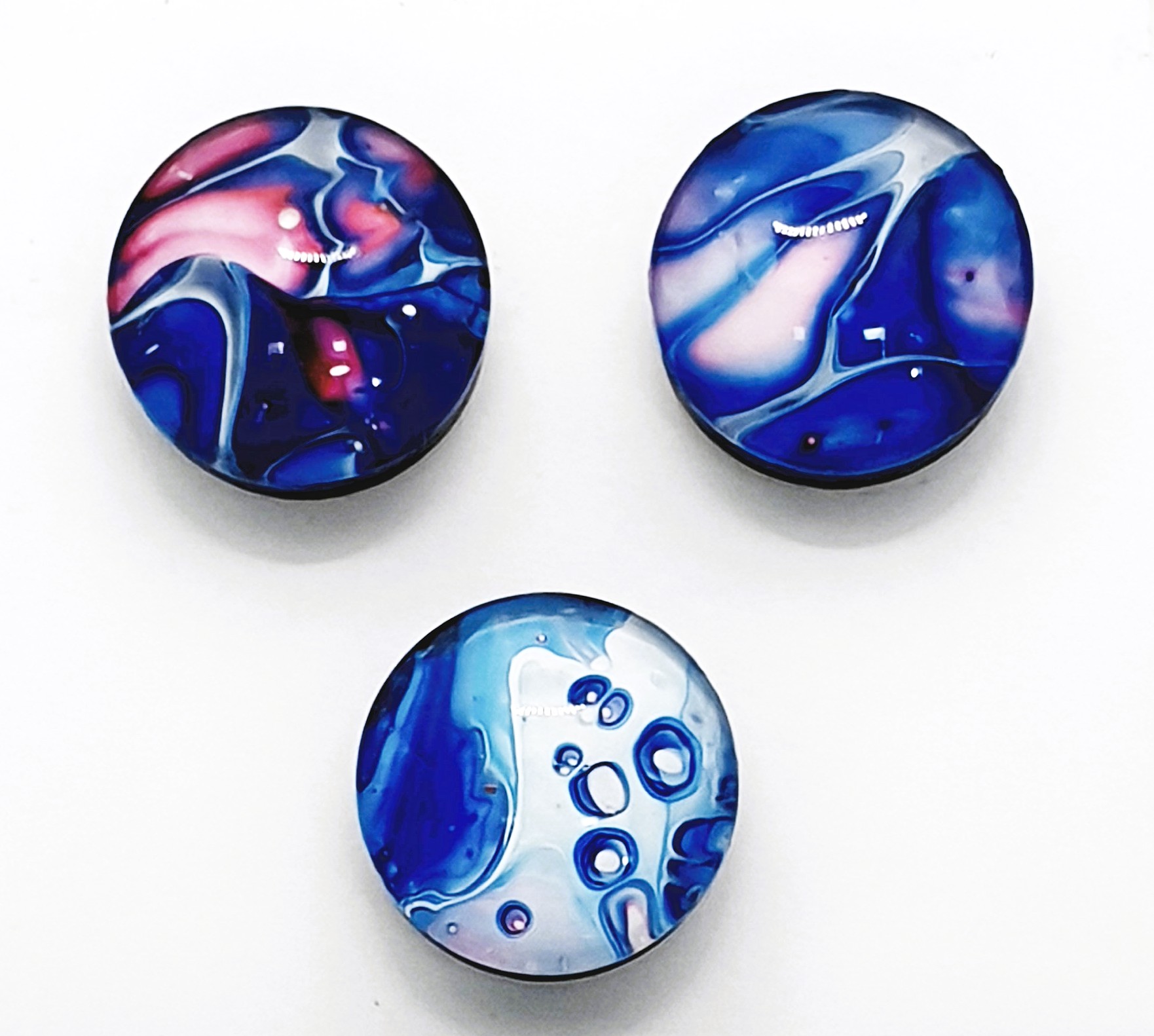 Glass Magnet 2.5cm Set - Blood Aqua Trio
