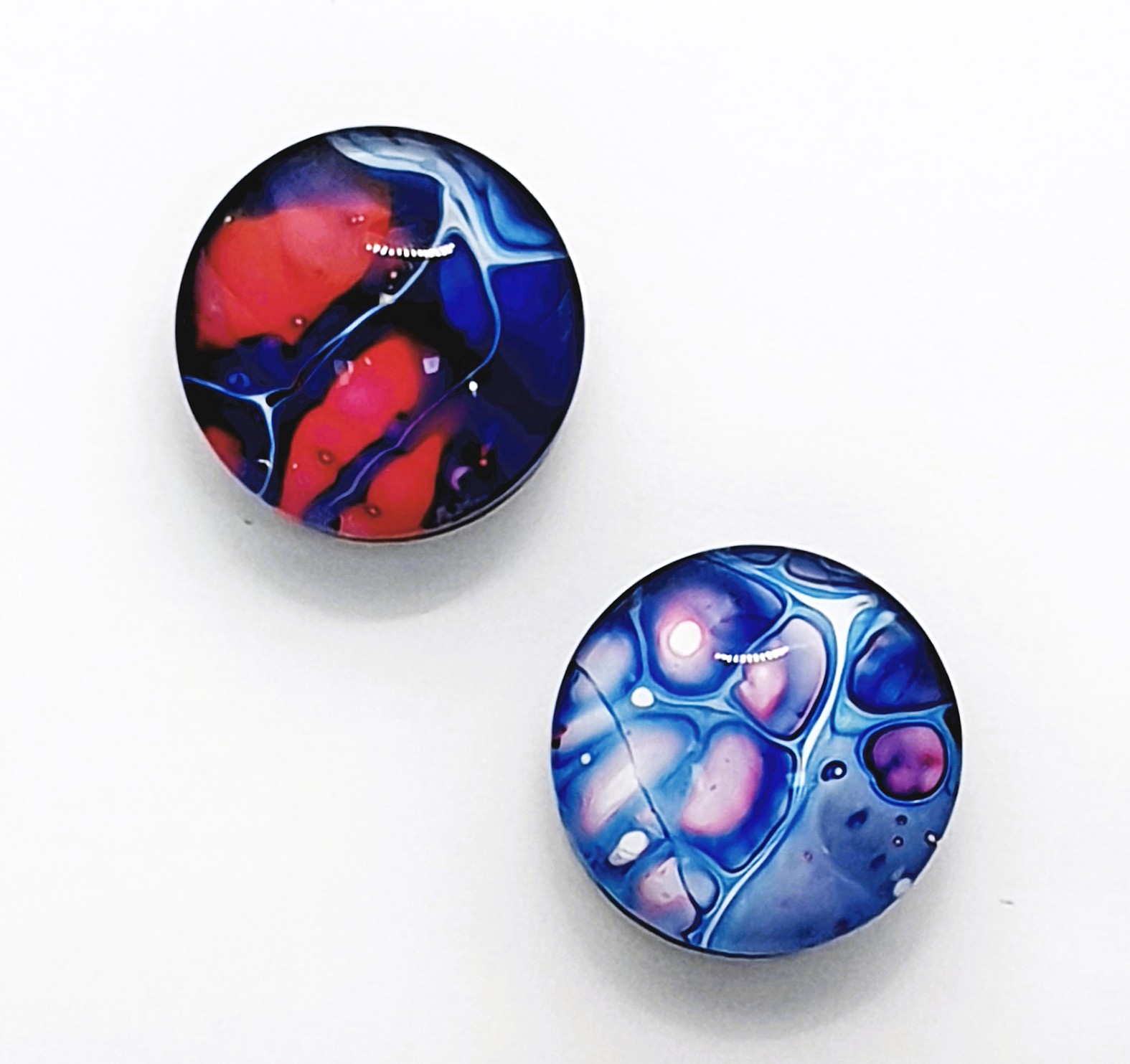 Glass Magnet 2.5cm Set - Blood Aqua
