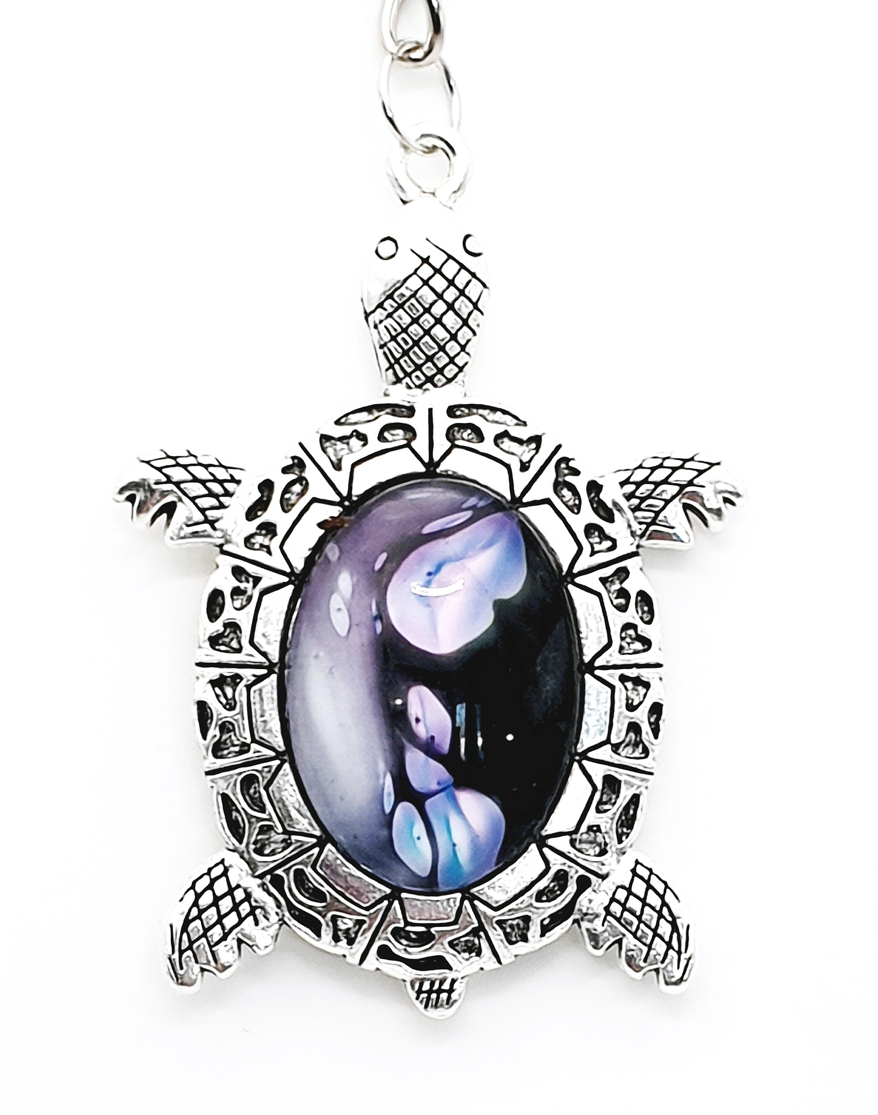Glass Turtle Keyring - Cerulean Eruption