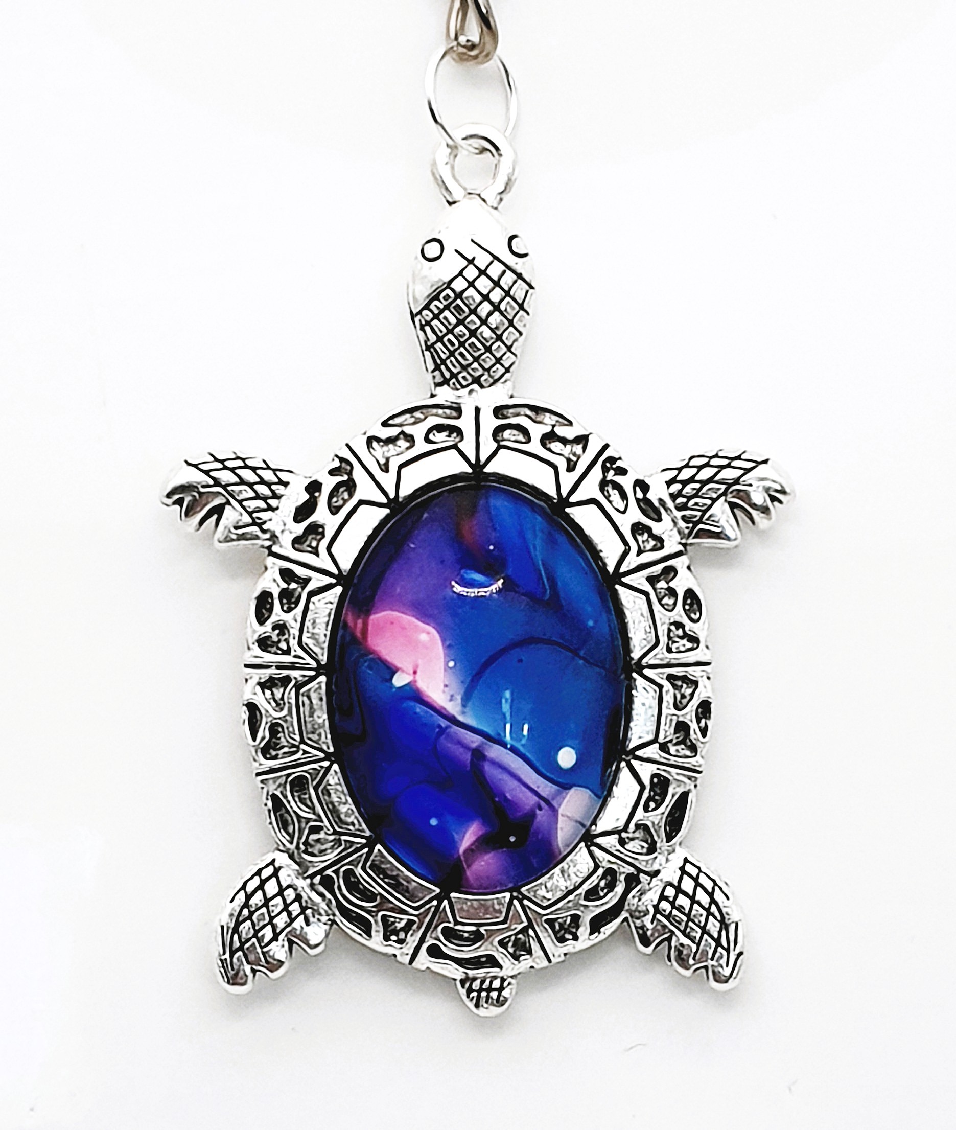Glass Turtle Keyring - Neon Nights