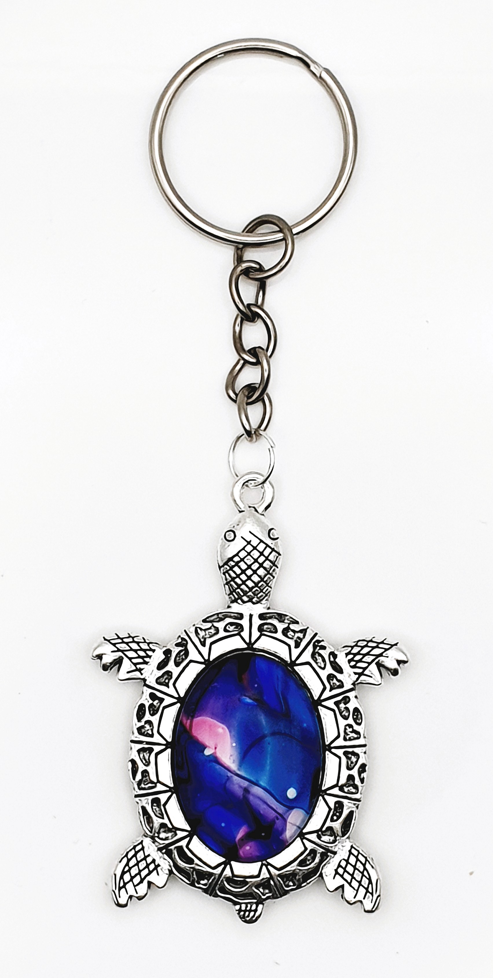 Glass Turtle Keyring - Neon Nights