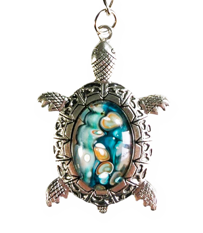 Glass Turtle Keyring – Lagoon