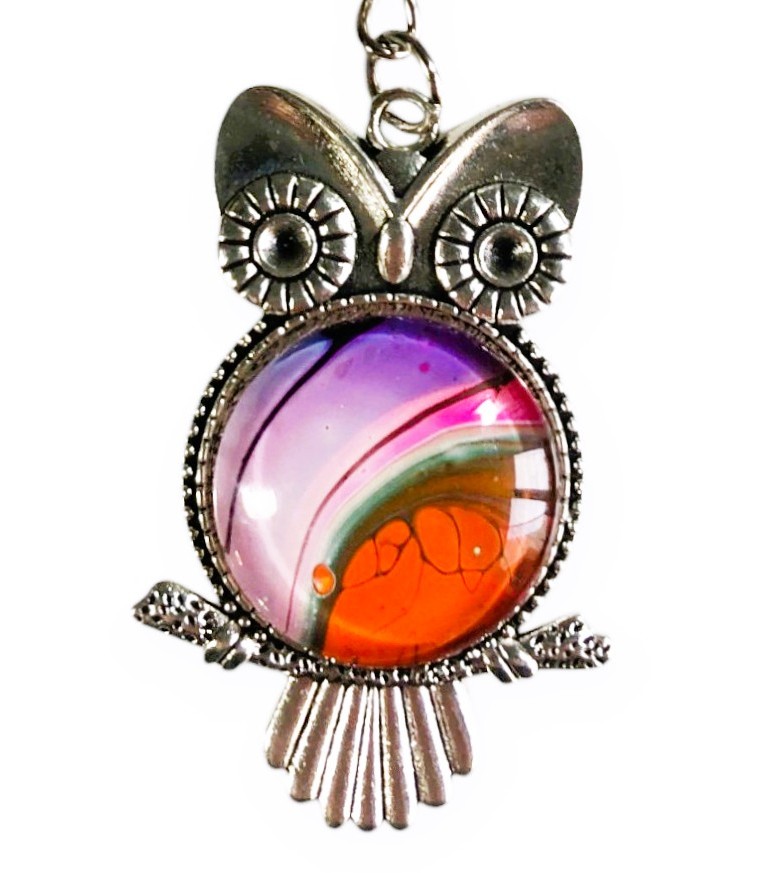 Glass Owl Keyring – Pluto Sunrise