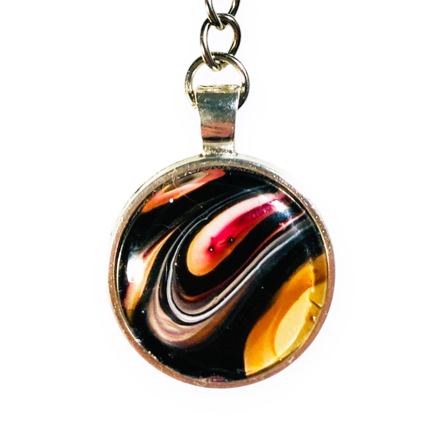 Glass Keyring – Black Cherry