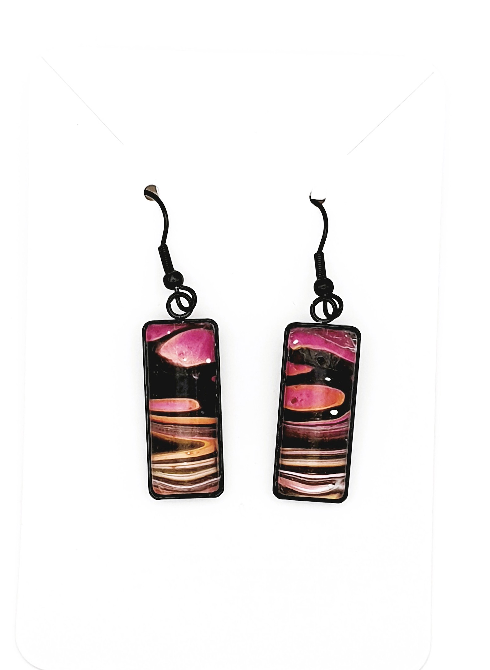 Glass Drop Earrings - Berry Pleats