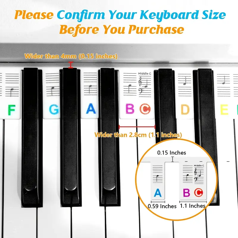 Removable Silicone 88 Key Names on Piano - The Best Tool for Beginners 