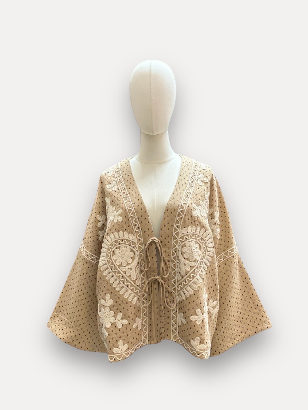 Veste brodée 100% coton - style kimono