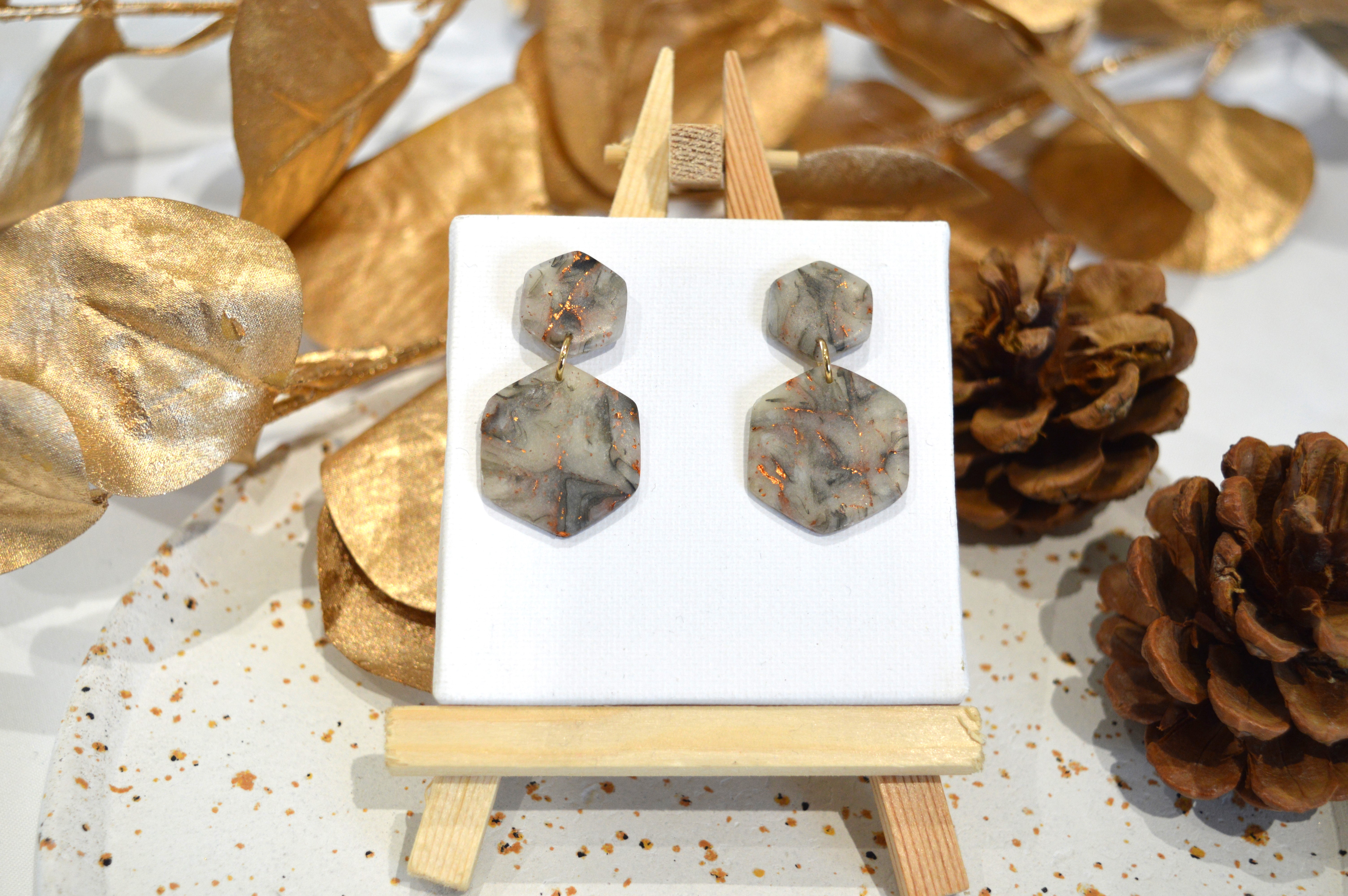 Boucles d'oreilles cuivré translucide