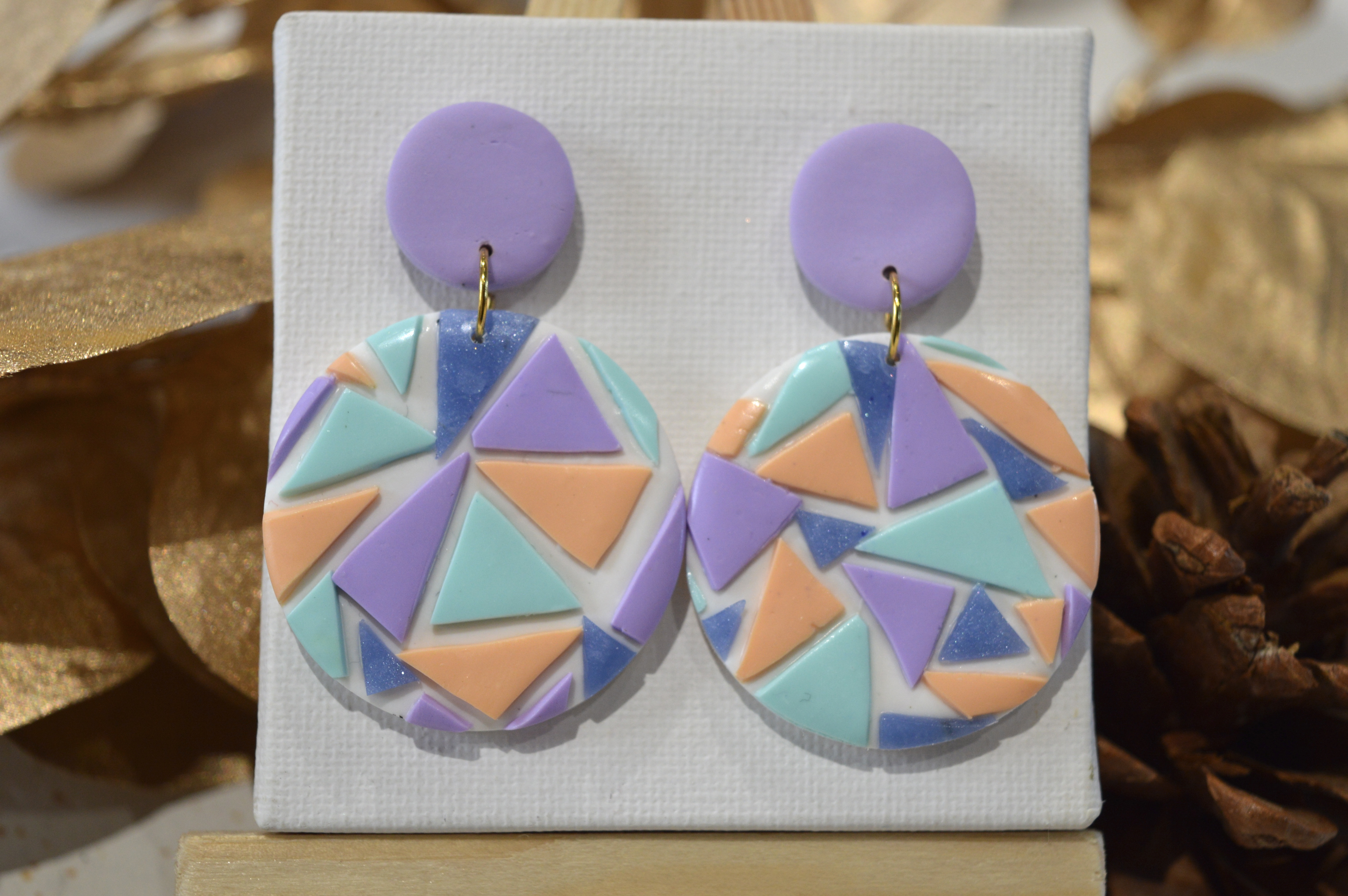 Boucles d'oreilles géométriques pastels 