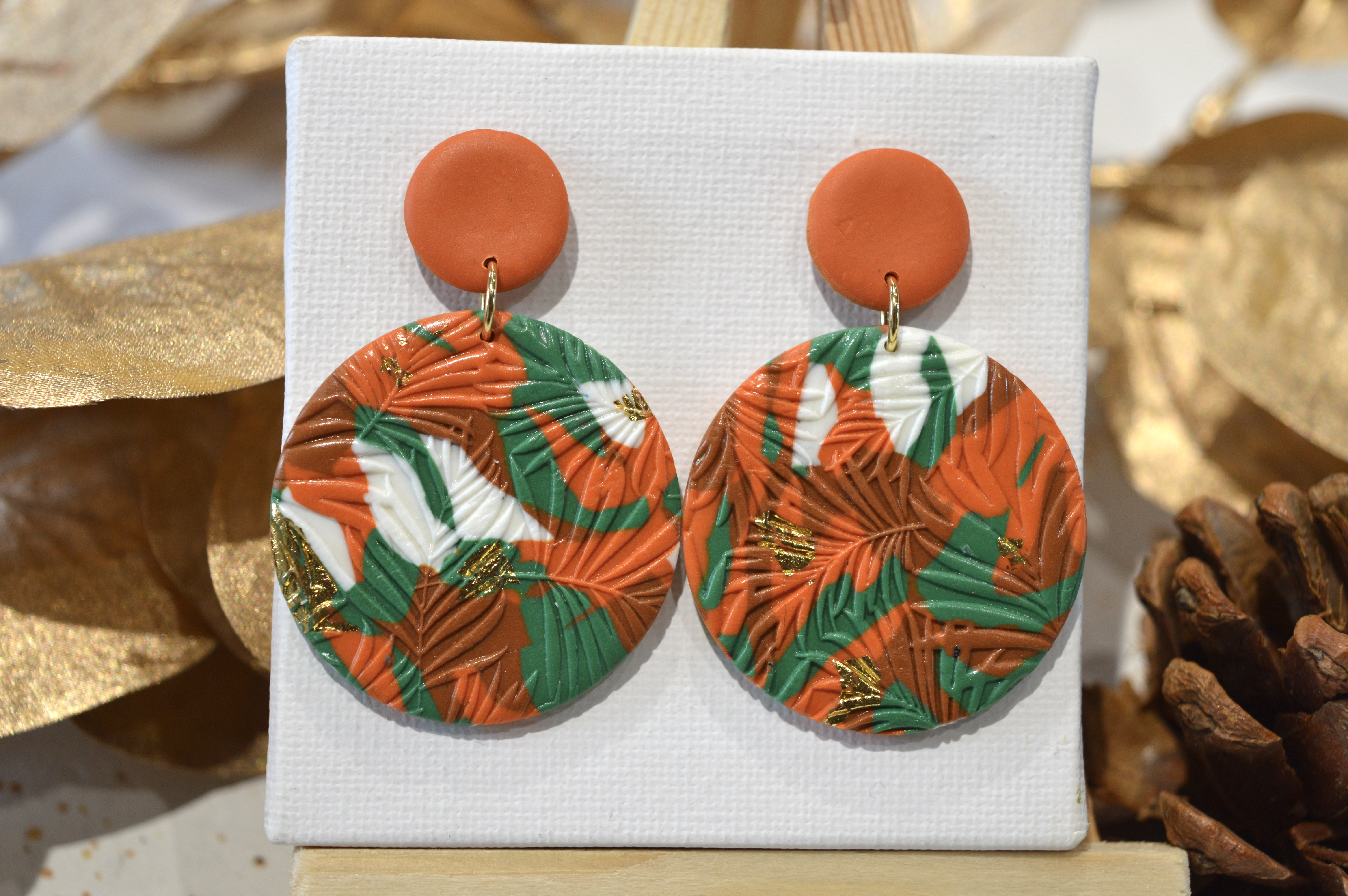 Boucles d'oreilles Micheline automnale texturé 