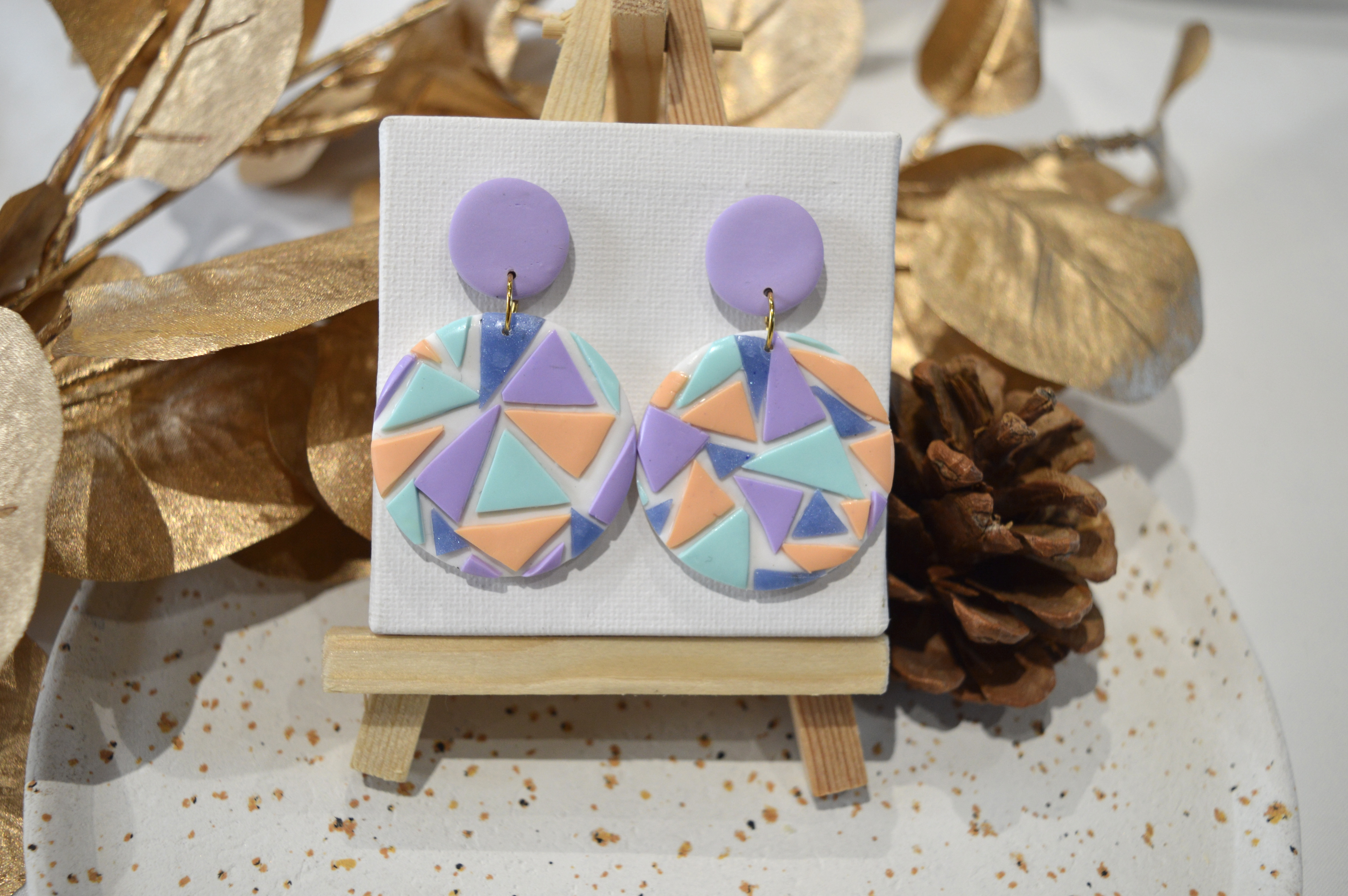 Boucles d'oreilles géométriques pastels 