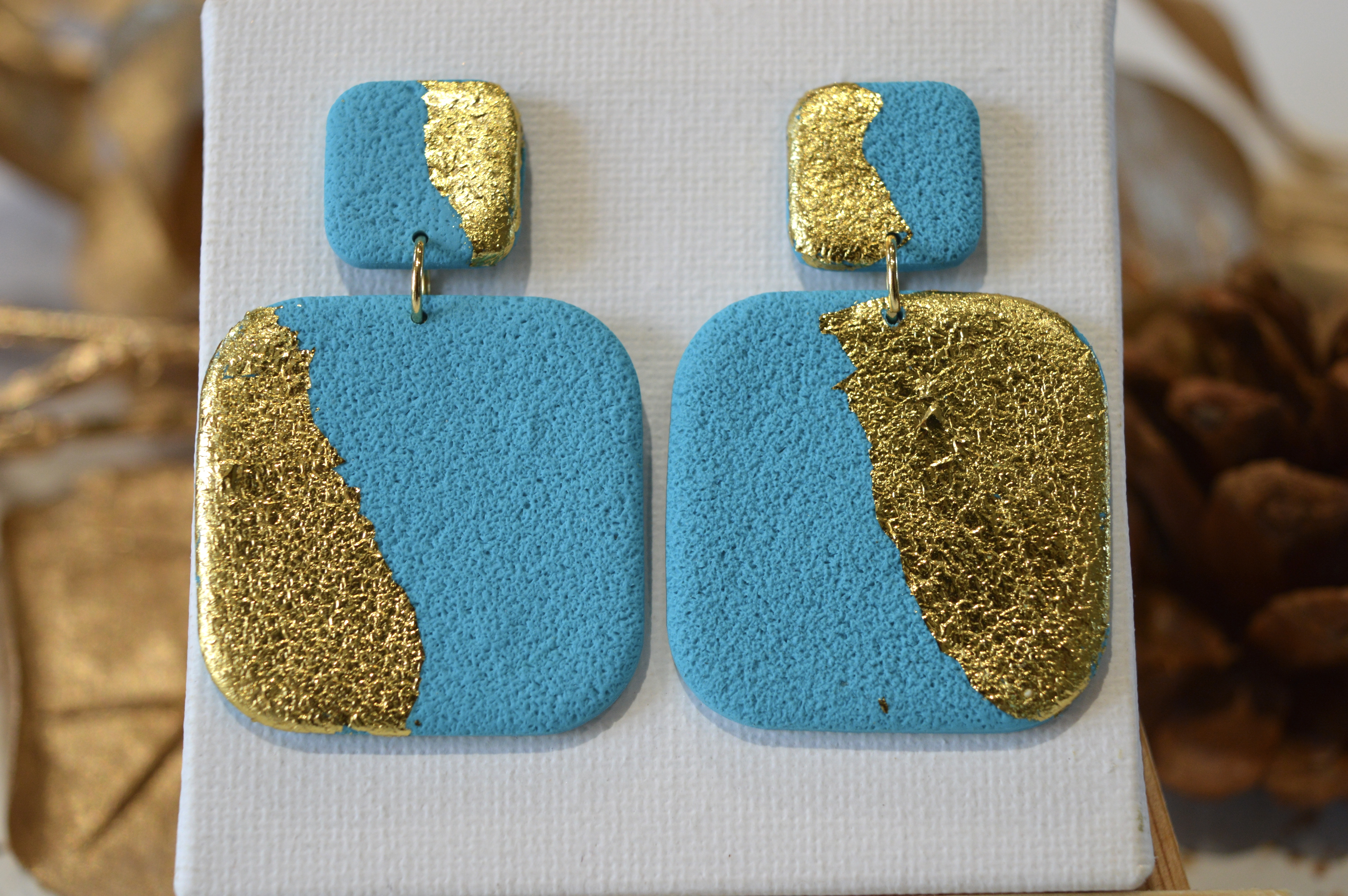 Boucles d'oreilles carrée Raymonde bleu 