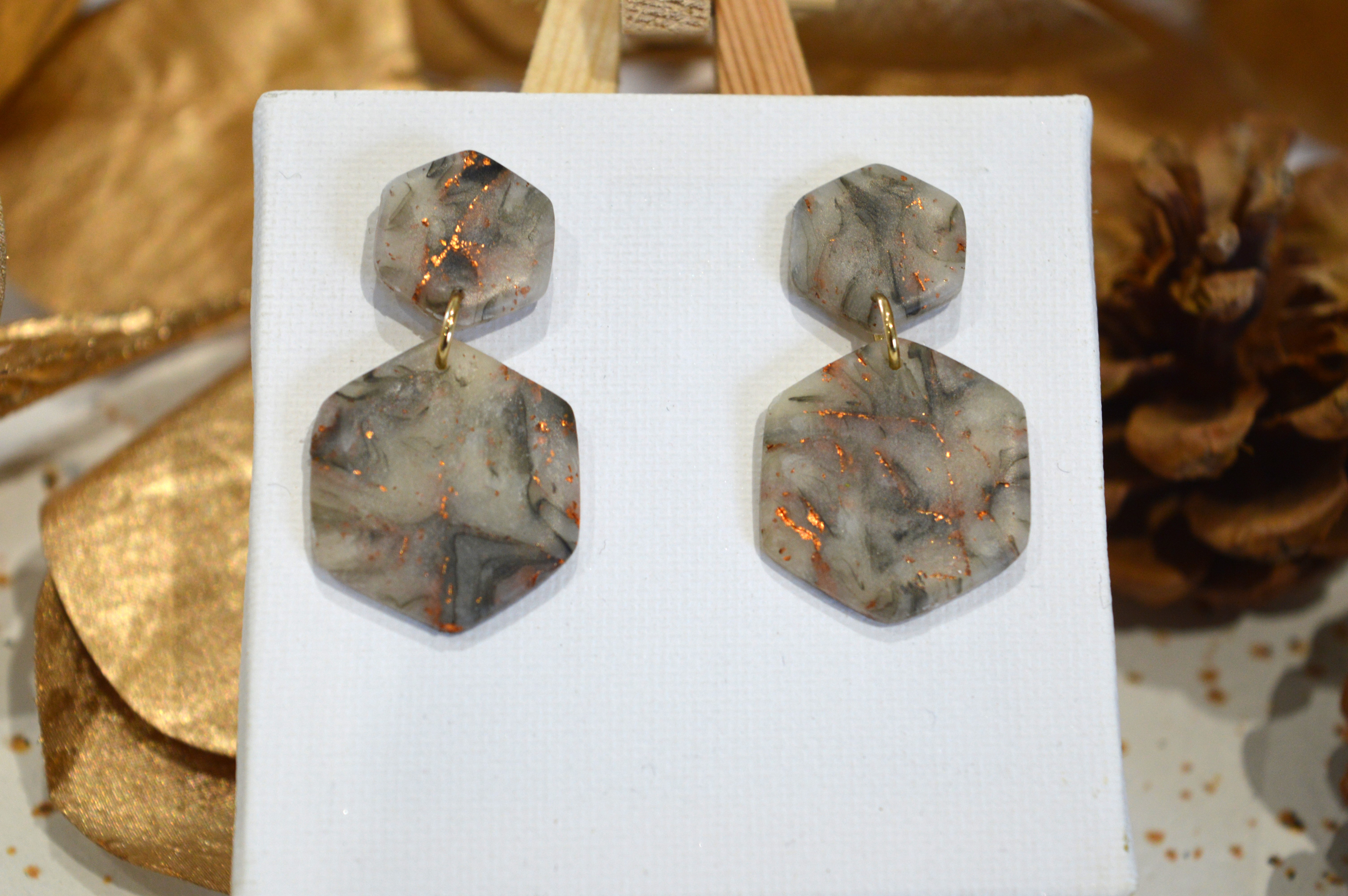 Boucles d'oreilles cuivré translucide