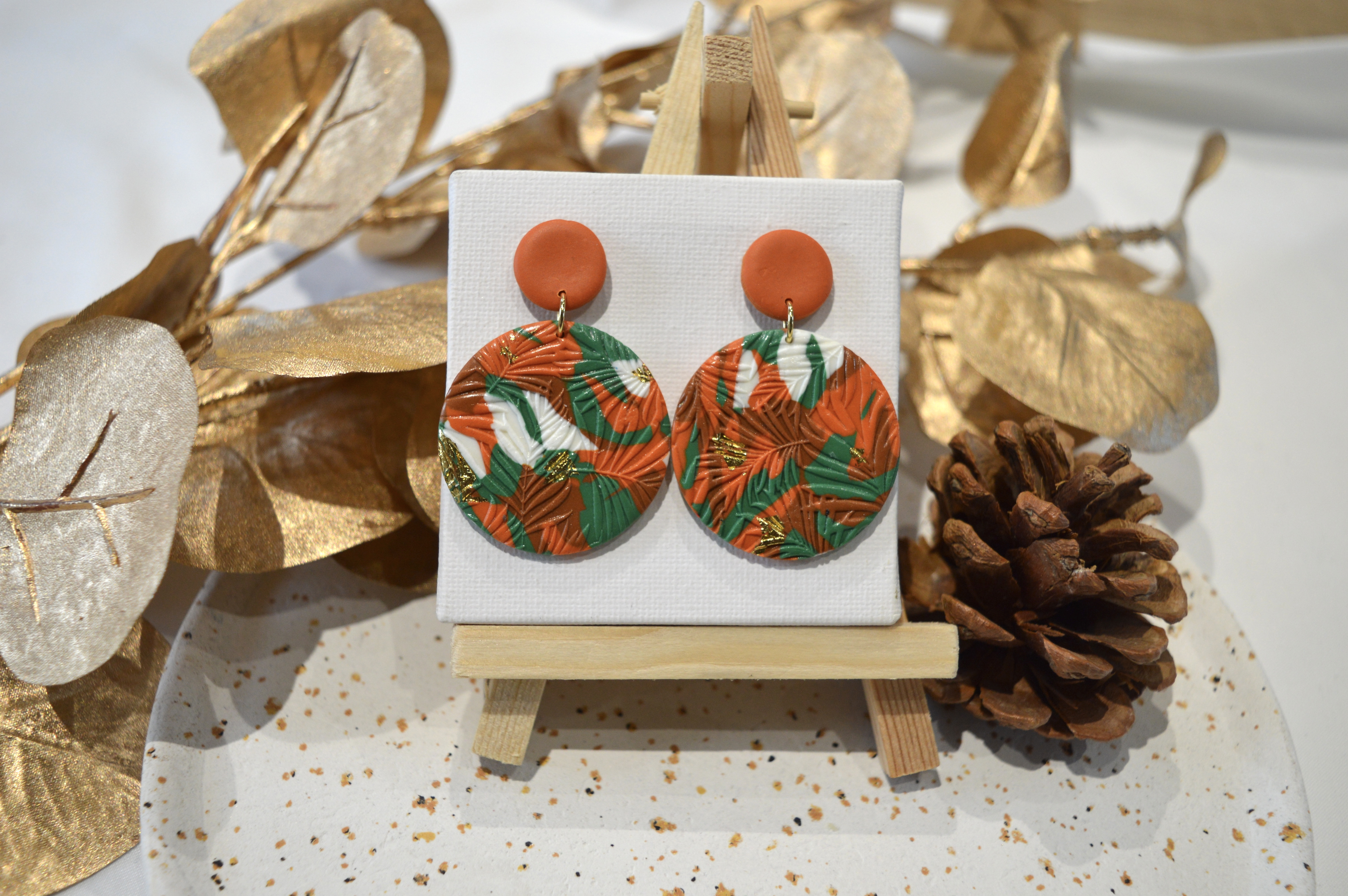 Boucles d'oreilles Micheline automnale texturé