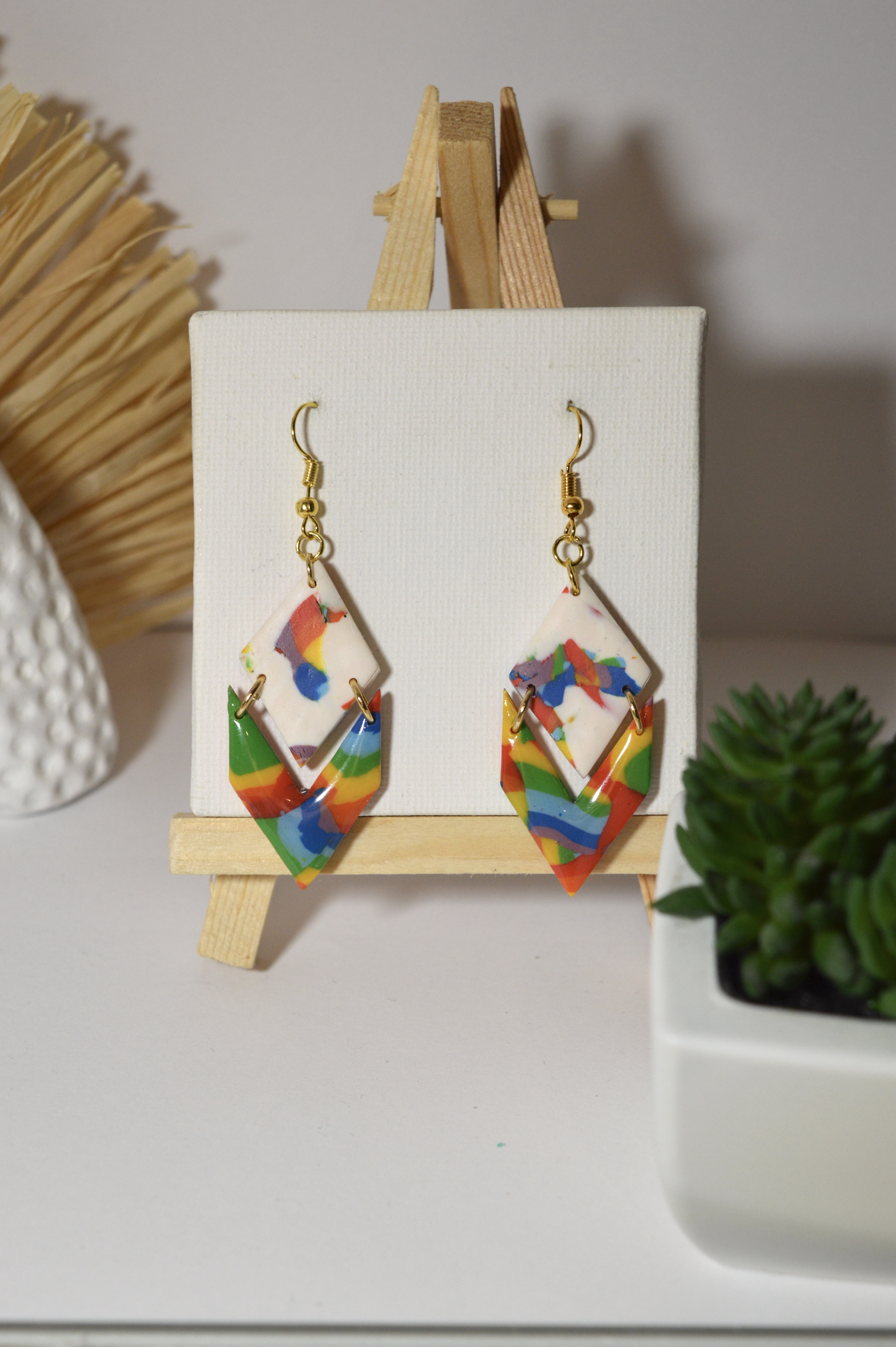 Boucles d'oreilles Lucette arc-en-ciel