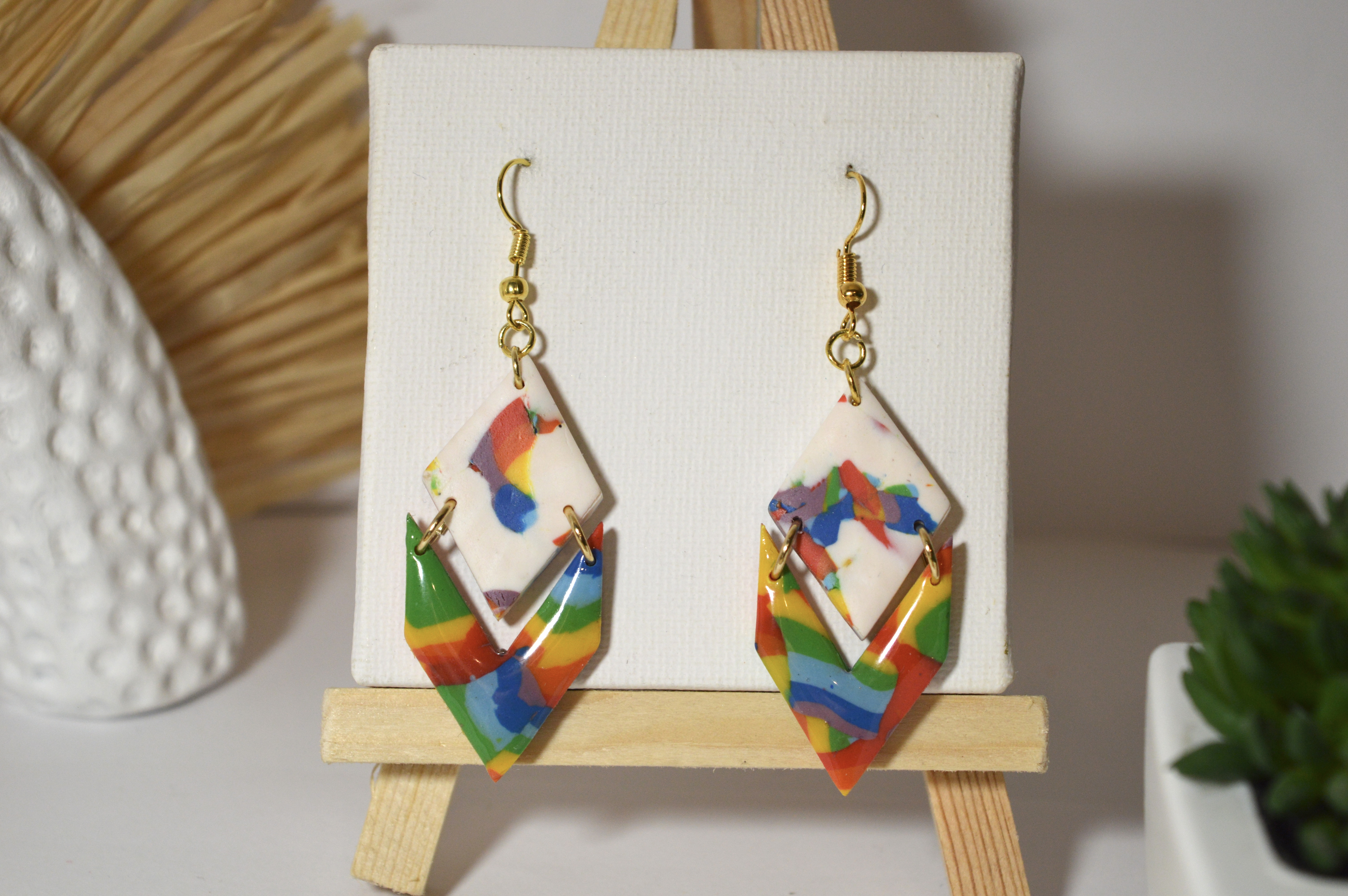 Boucles d'oreilles Lucette arc-en-ciel
