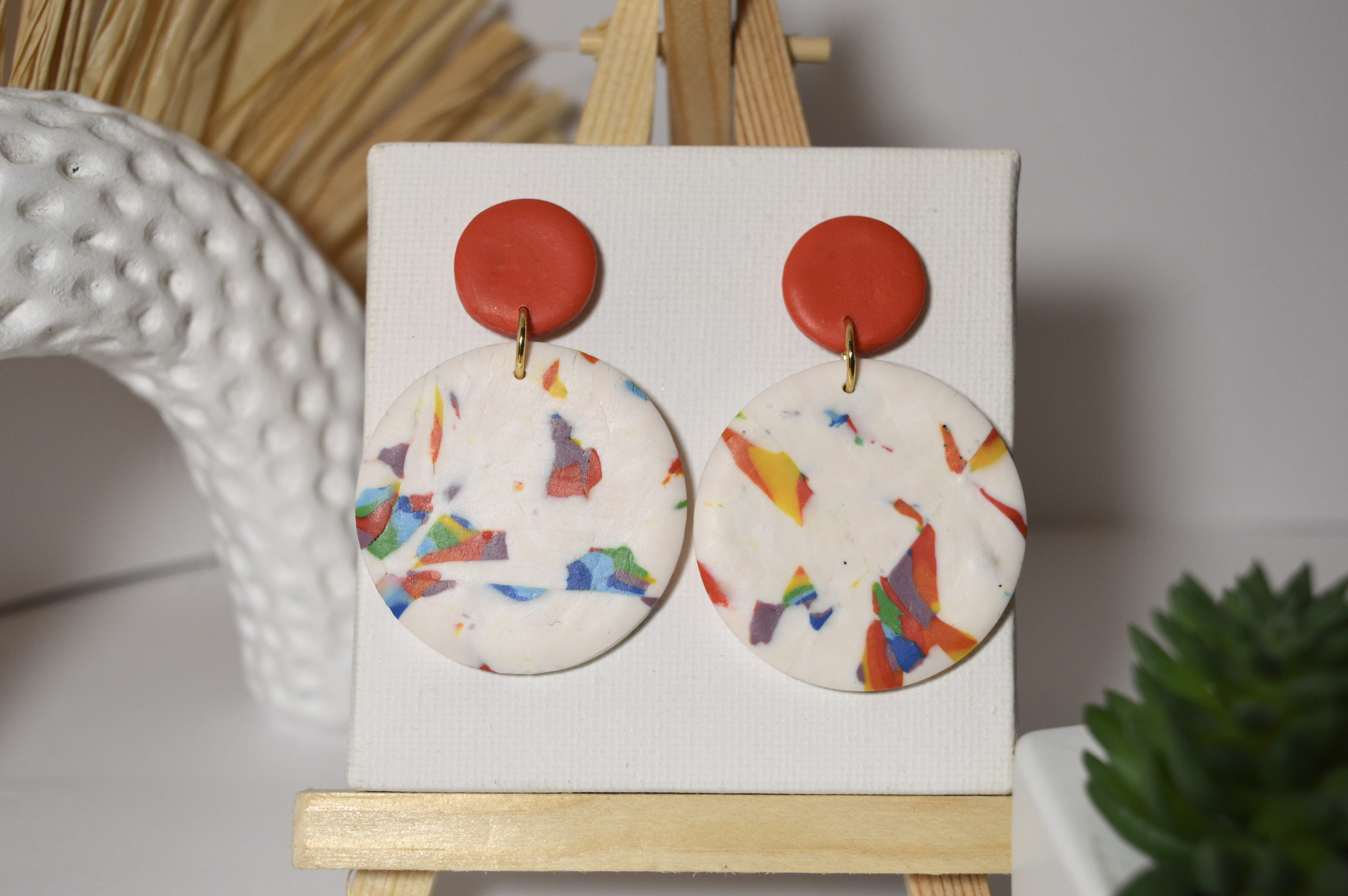 Boucles d'oreilles Micheline marbré arc en ciel 