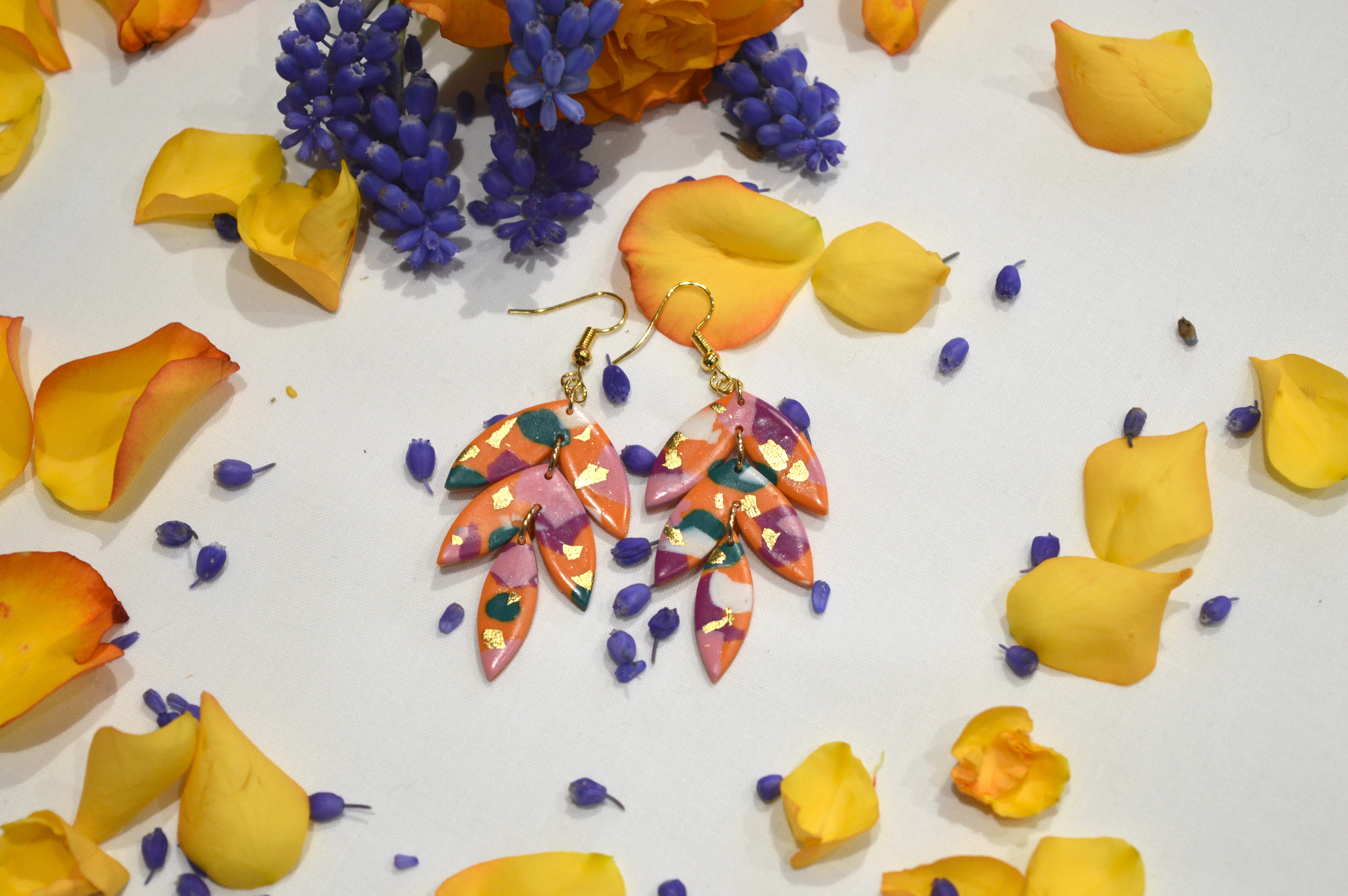 Boucles d'oreilles Paulette tons orangés