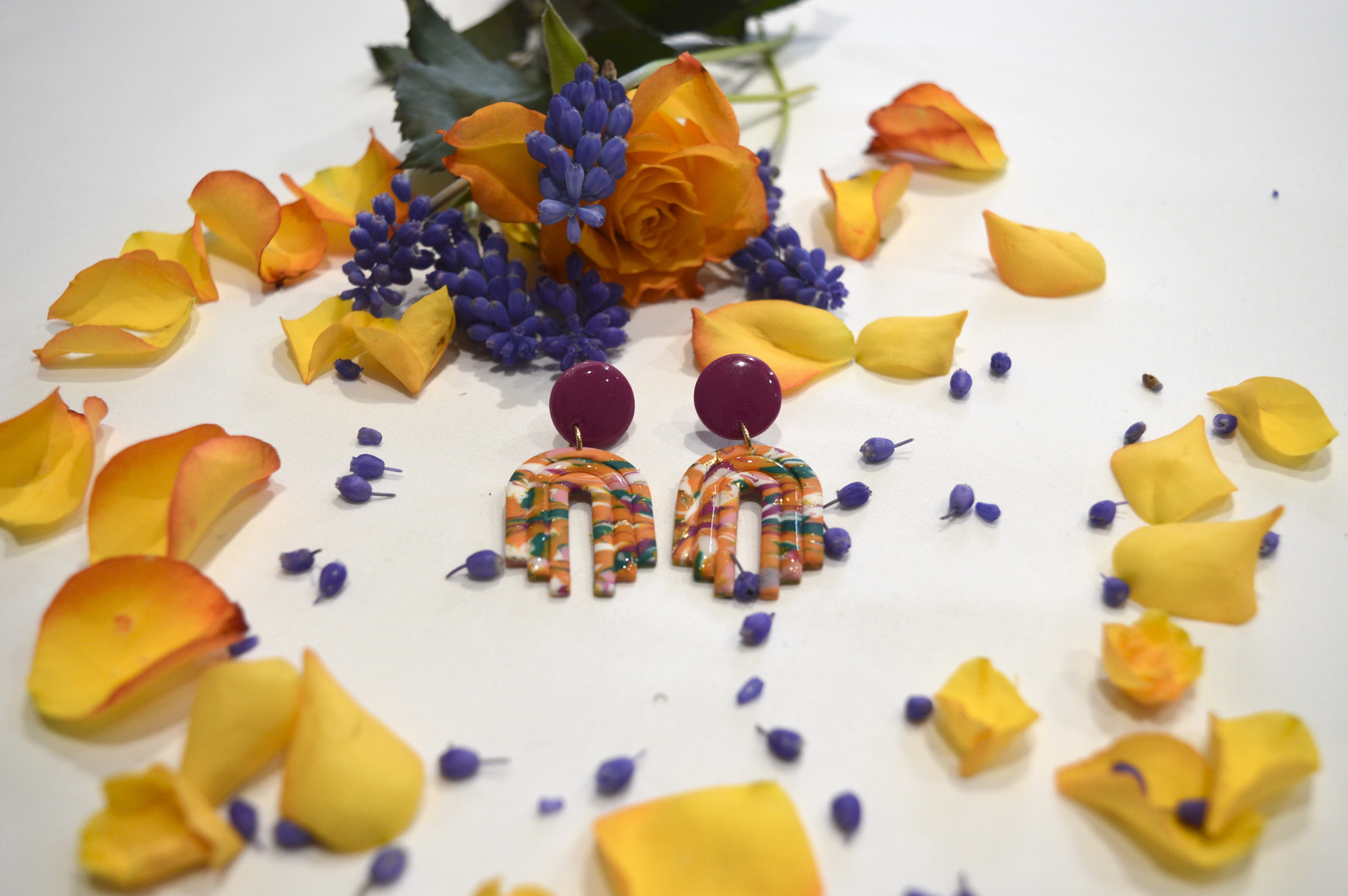 Boucles d'oreilles Ginette aux tons orangés