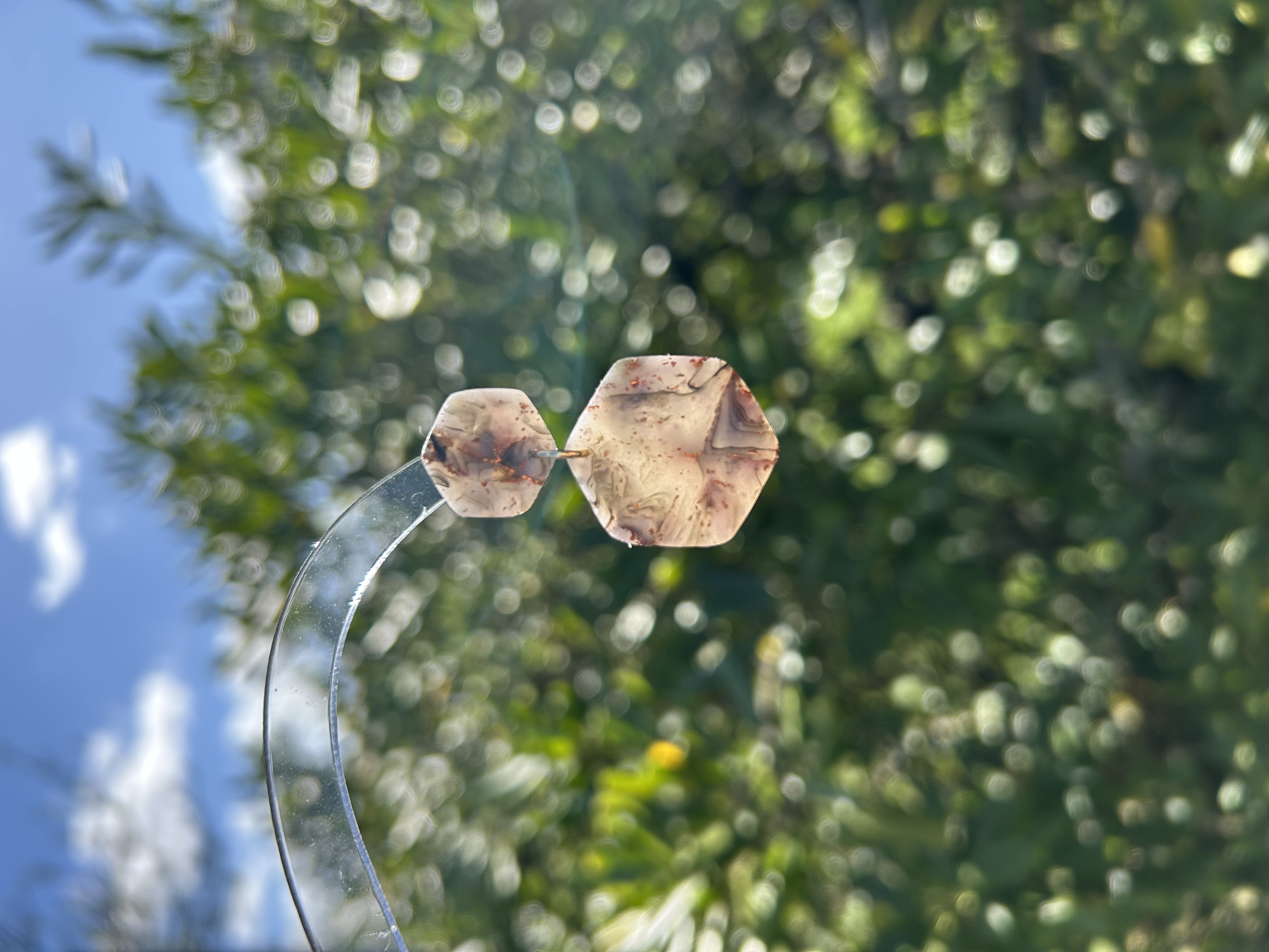 Boucles d'oreilles cuivré translucide