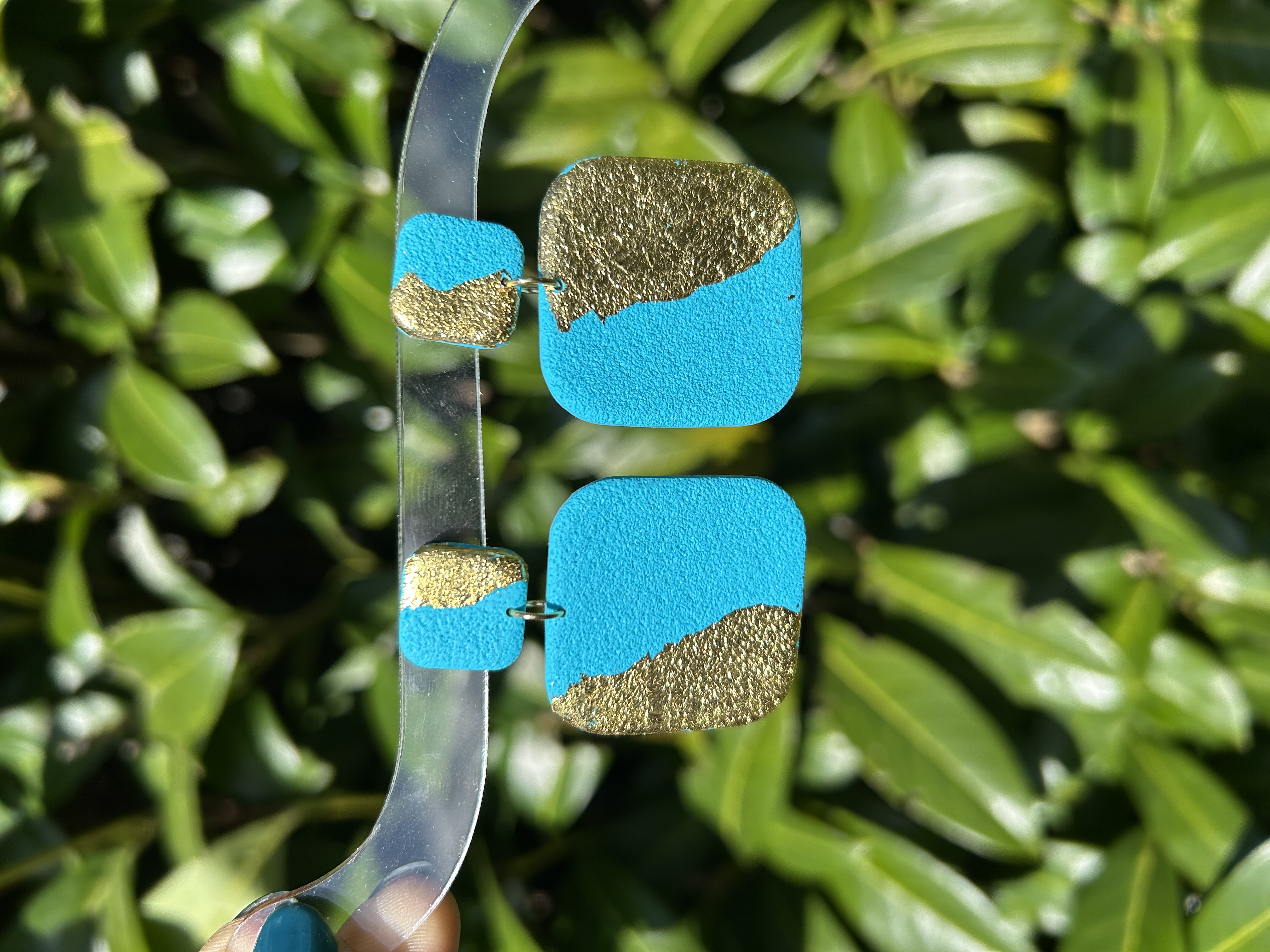Boucles d'oreilles carrée Raymonde bleu 