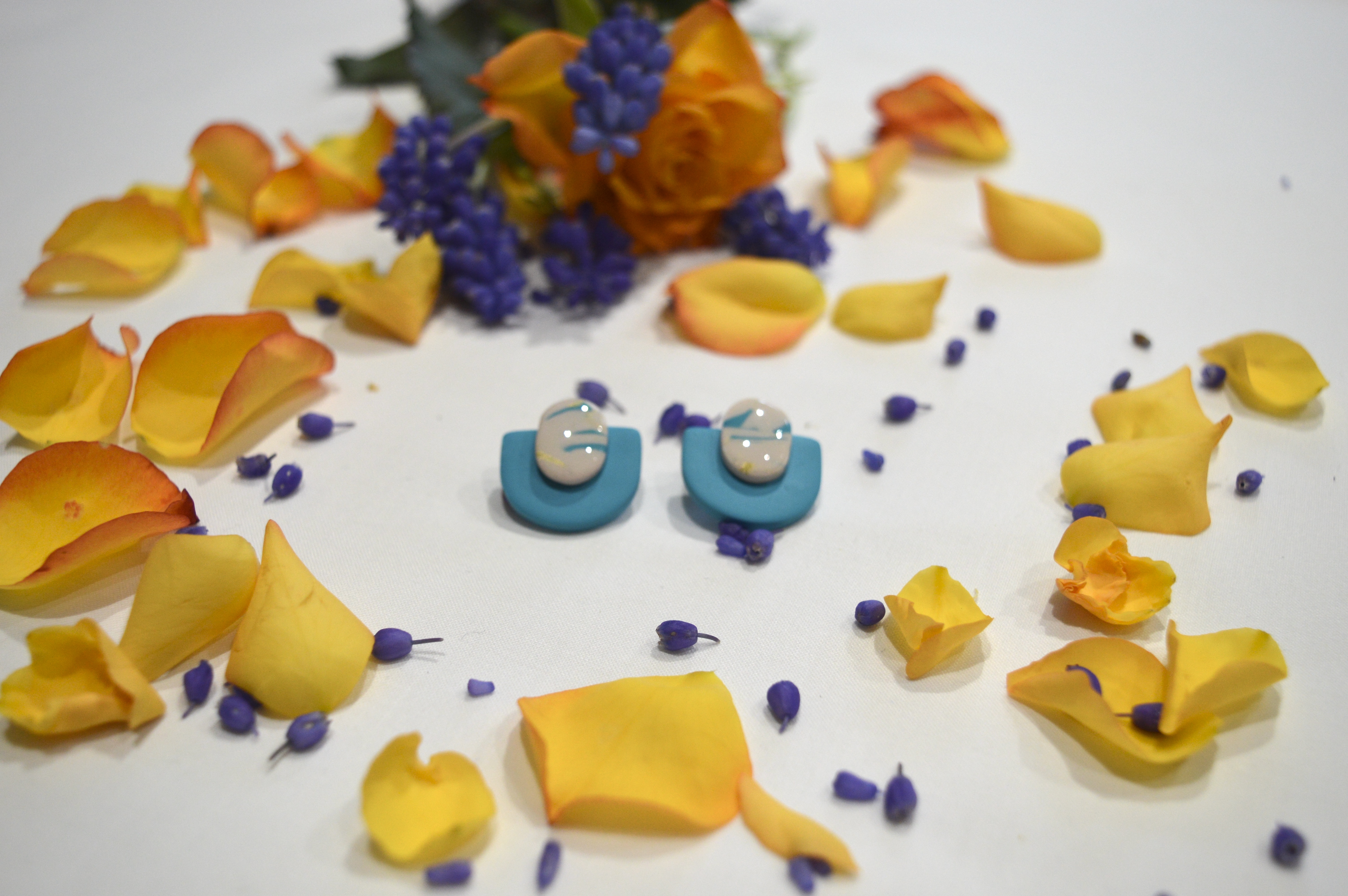Puces d’oreilles bleue uni et marbré 
